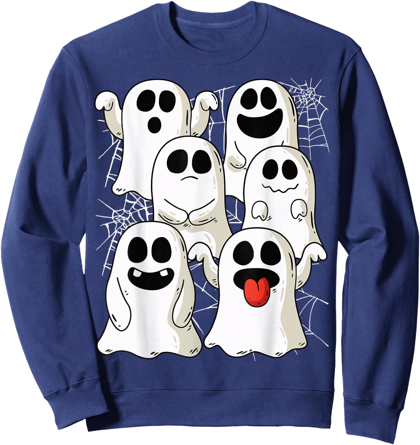 Halloween Ghost & Ghost Outfit with Spider Webs , black Sweatshirt - Sweatshirt | Navy