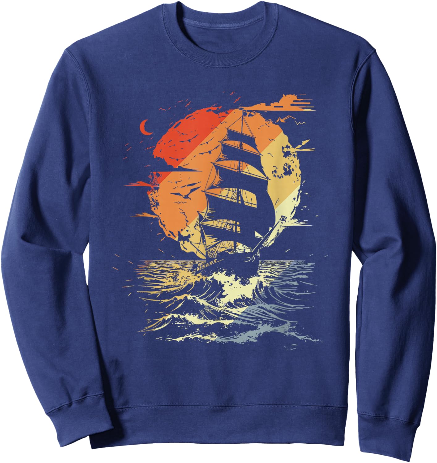 Retro Segelgrafik Segler Segelschiff Sweatshirt - Sweatshirt | Navy