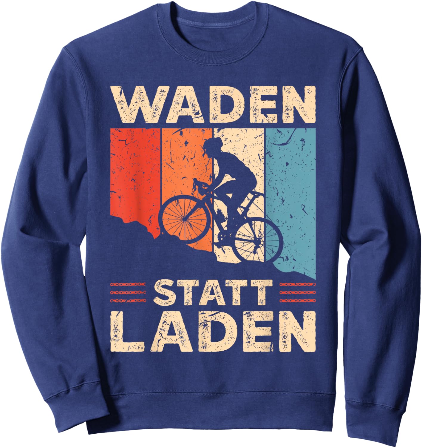 Funny Cyclist Saying Waden Instead of Shop Retro Bicycle , black Sweatshirt - Sweatshirt | Navy