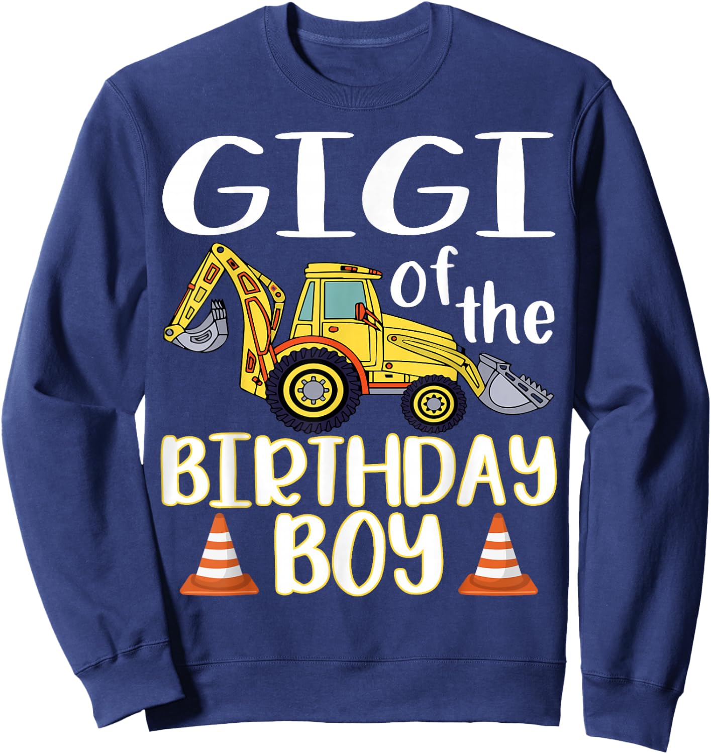 Gigi of The Birthday for Boy Excavator Construction Truck Sweatshirt - Sweatshirt | Navy
