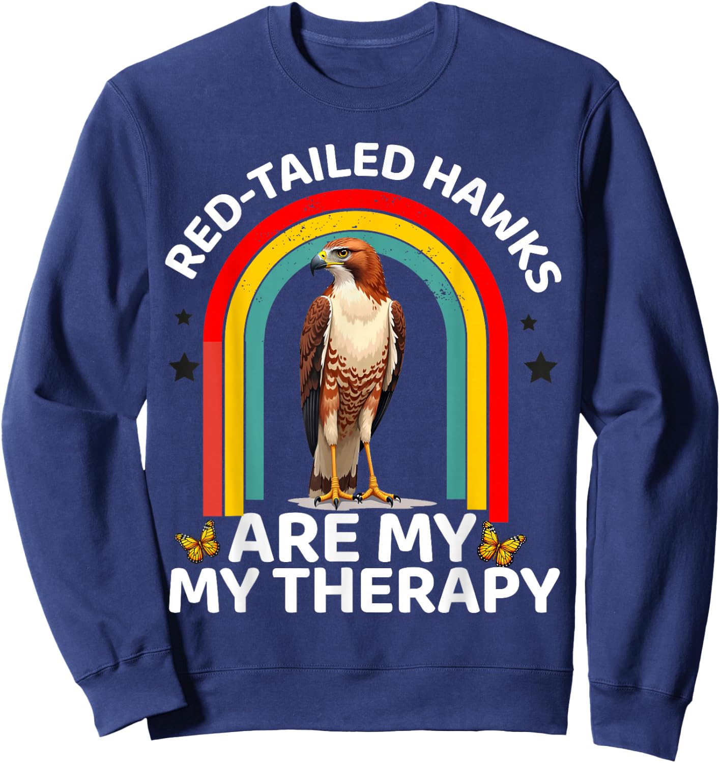 Red Tailed Hawk Chickenhawk Birdwatcher Buteo Jamaicensis Sweatshirt - Sweatshirt | Navy
