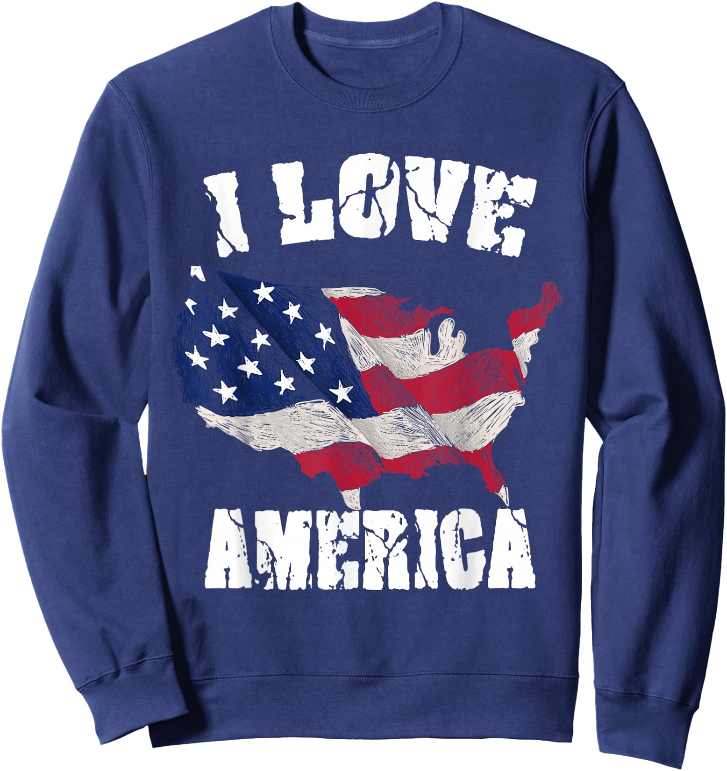 I Love America USA 4th of July Gift Sweatshirt - Sweatshirt | Navy