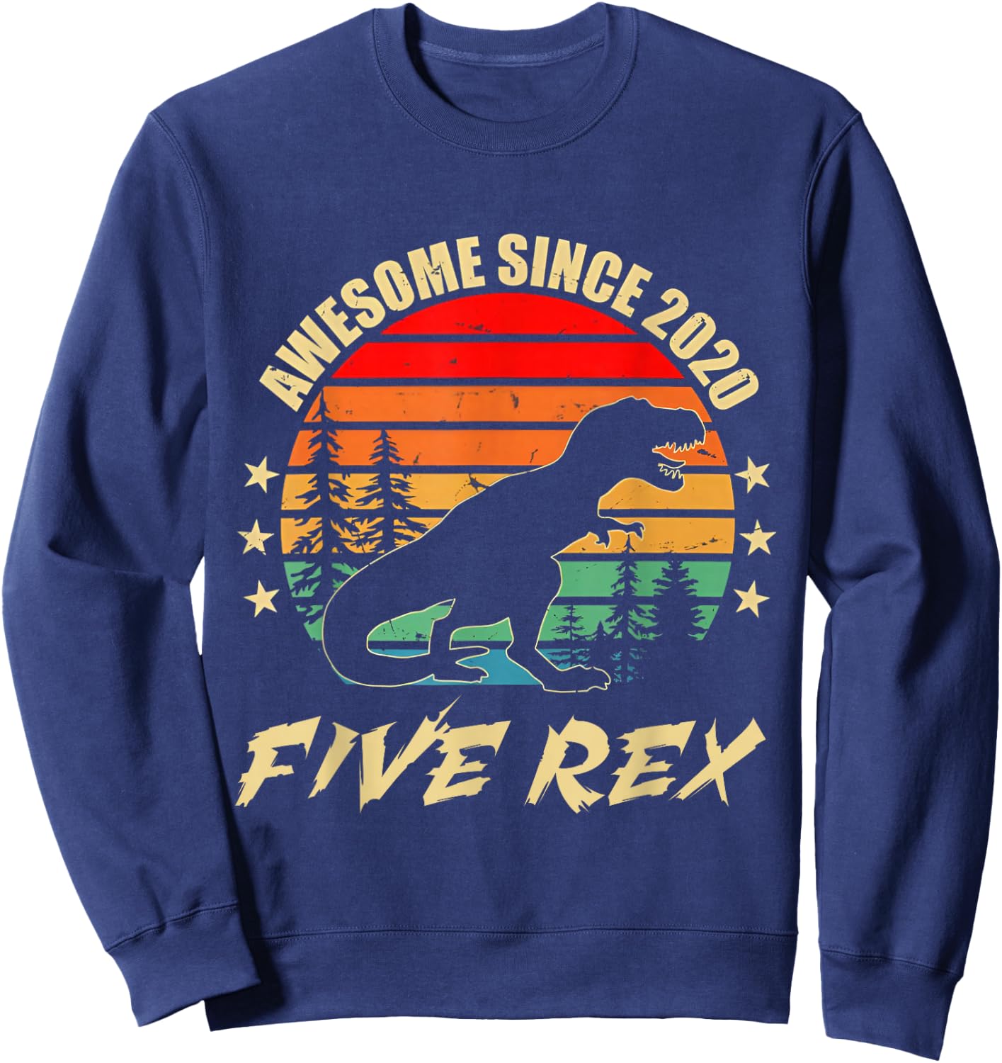 5 Year Old 5th Birthday Boy T Rex Dinosaur Sweatshirt - Sweatshirt | Navy