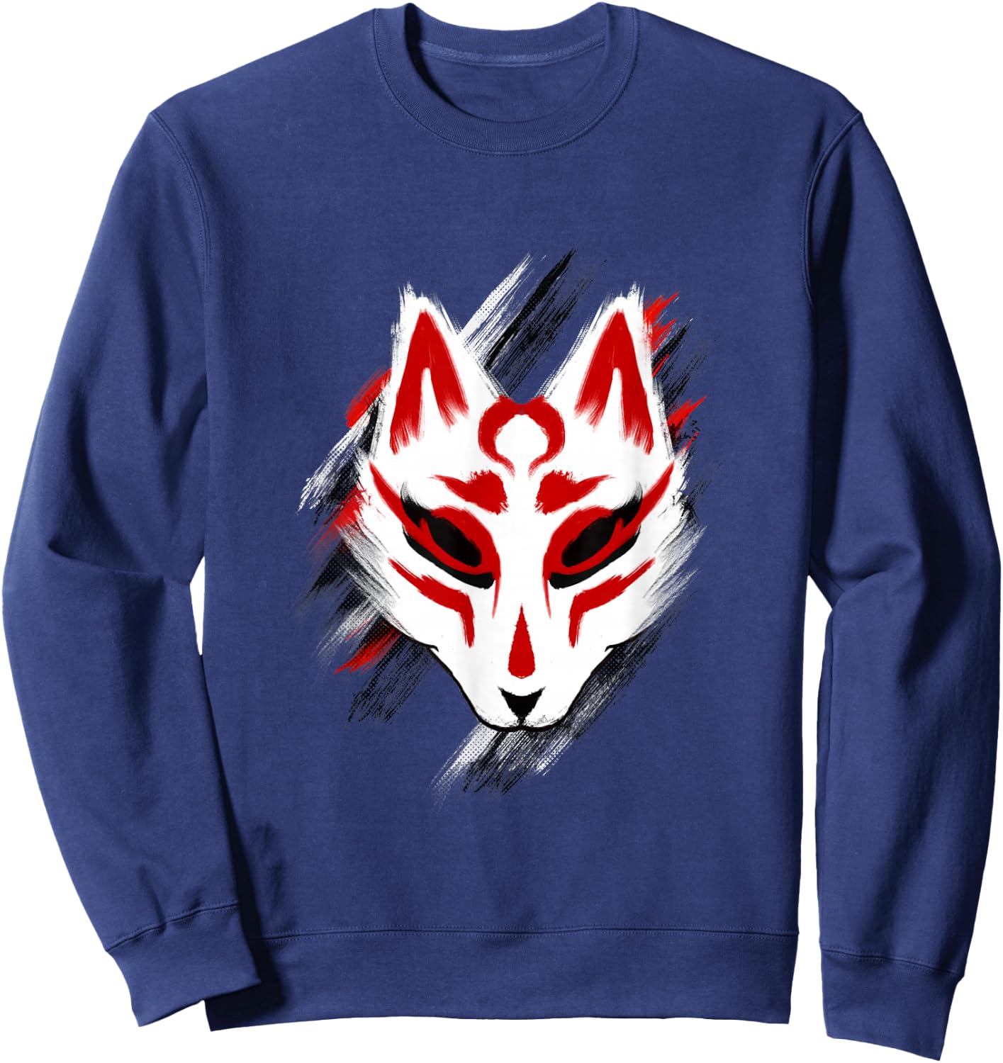 yokai shirt Kitsune mask traditional japanese art t shirt Sweatshirt - Sweatshirt | Navy