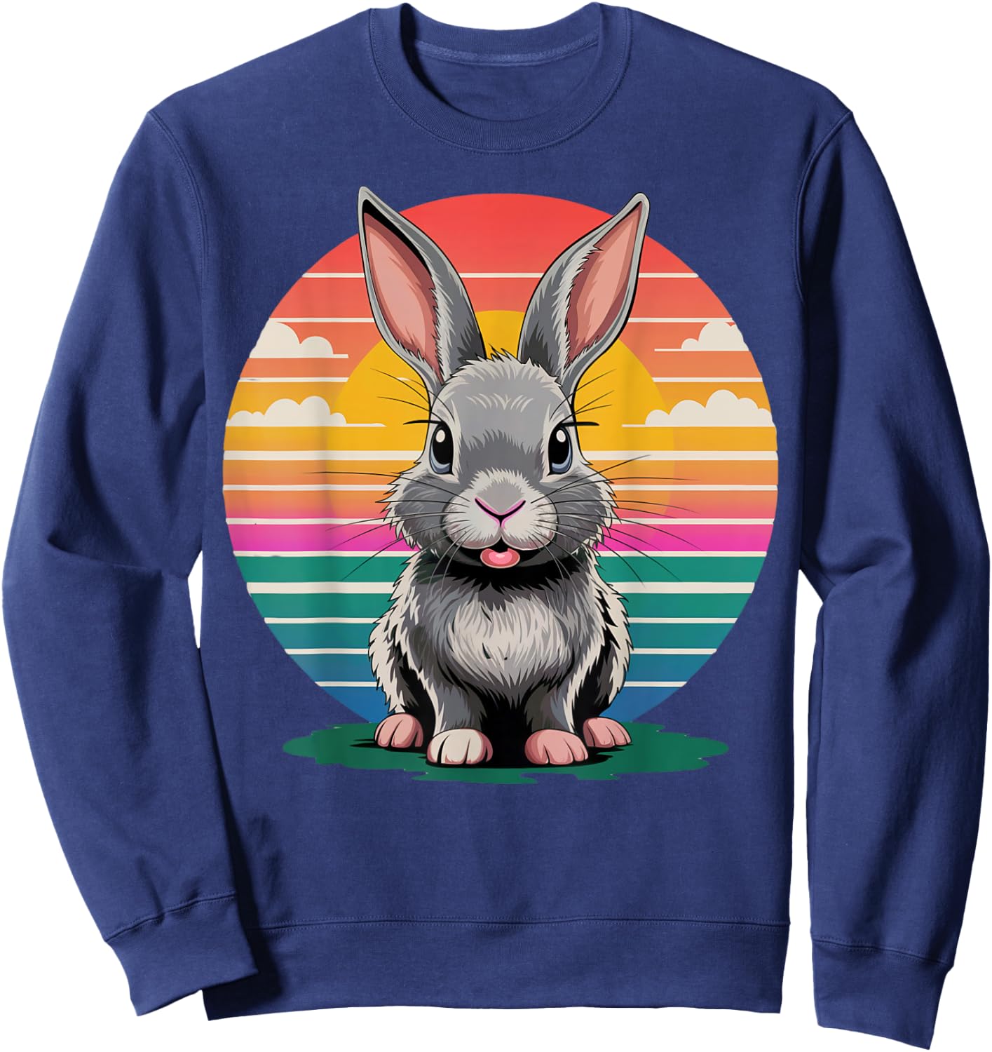 Retro Bunny Rabbit Vintage Nature Lover Gifts Women Sweatshirt - Sweatshirt | Navy