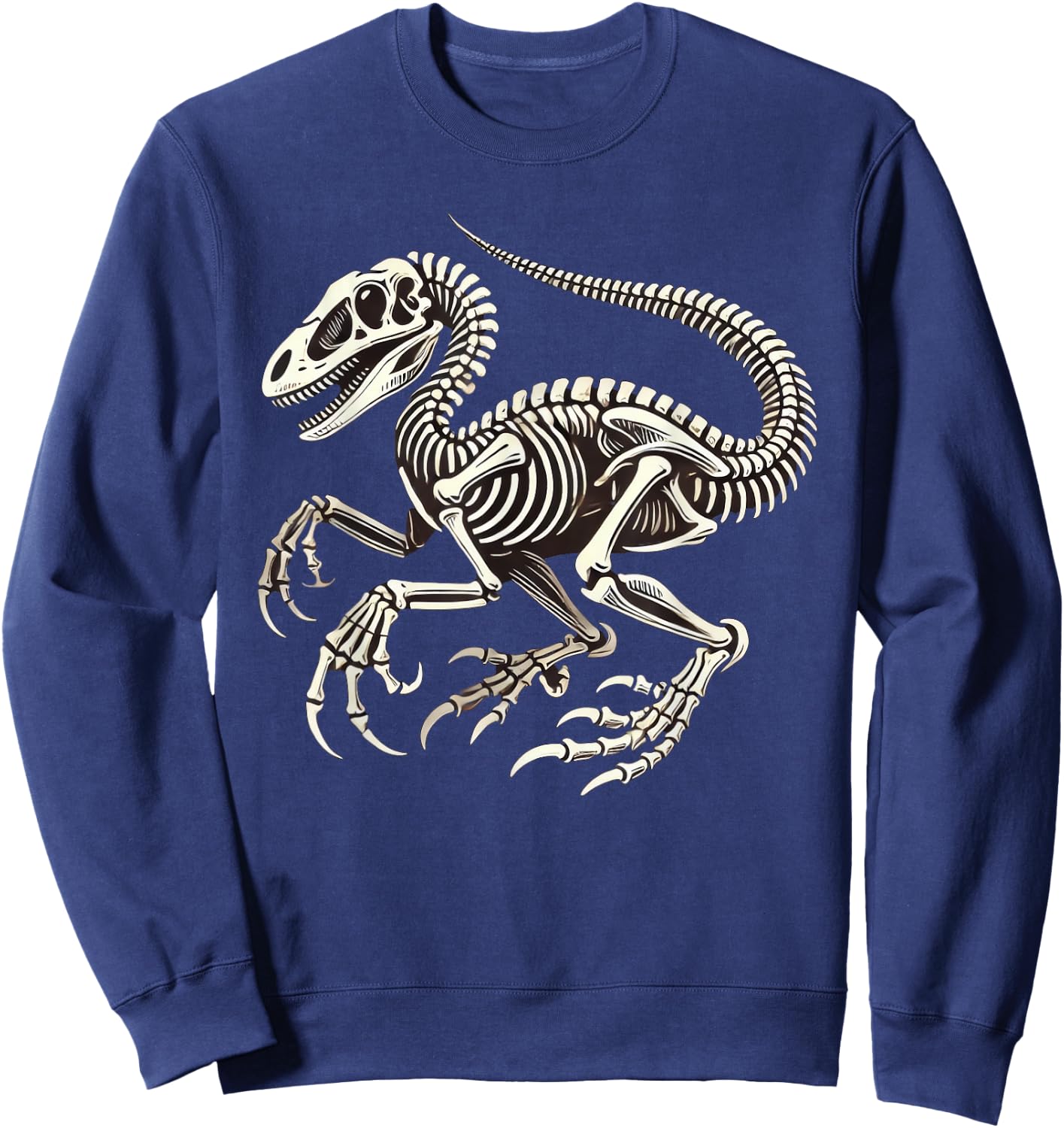Velociraptor Dinosaur Skeleton Halloween Sweatshirt - Sweatshirt | Navy