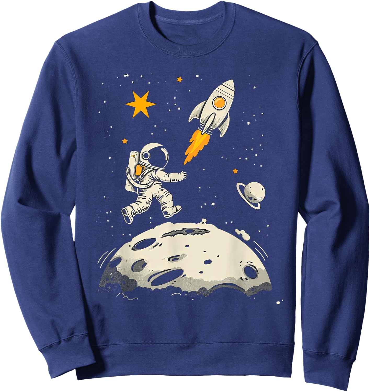 Weltraum Rakete und Astronaut Raumschiff Kinder Sweatshirt - Sweatshirt | Navy