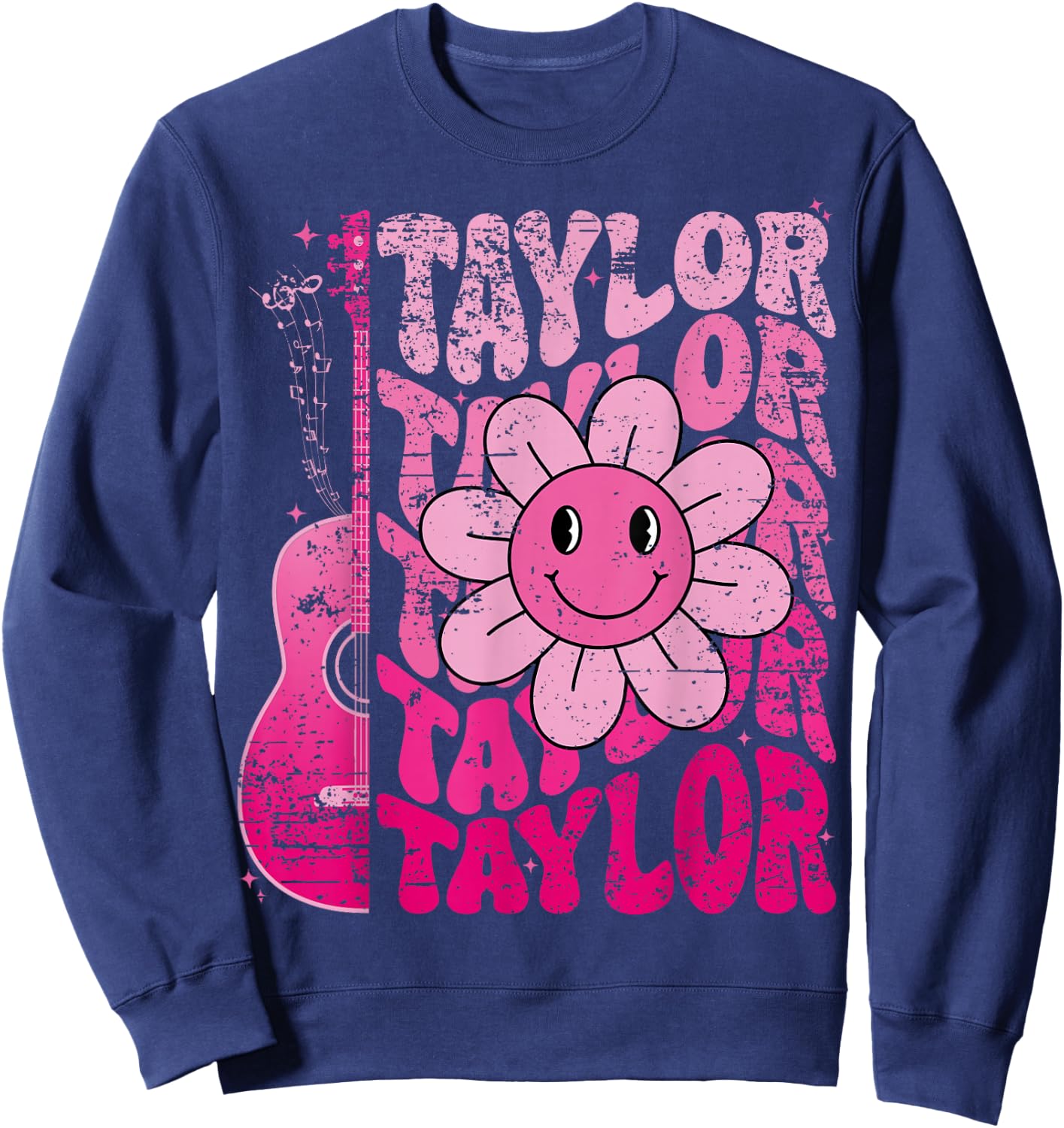 Taylor First Name I Love Taylor Girl Groovy 80's Vintage Sweatshirt - Sweatshirt | Navy