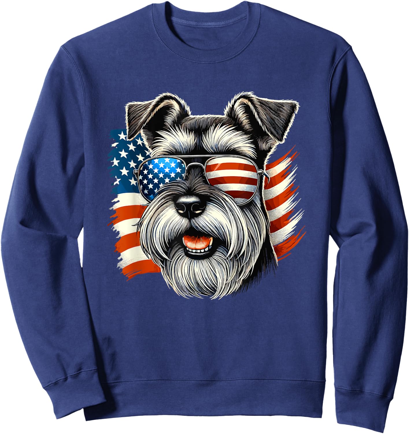 American USA Flag Giant Schnauzer 4th Of July Patriotic Sweatshirt - Sweatshirt | Navy
