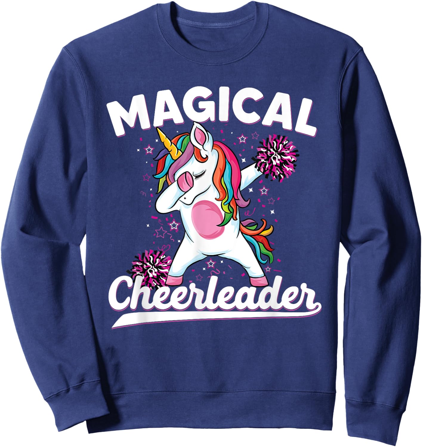 Magical cute dabbing unicorn cheerleader Funny Cheerleading Sweatshirt - Sweatshirt | Navy