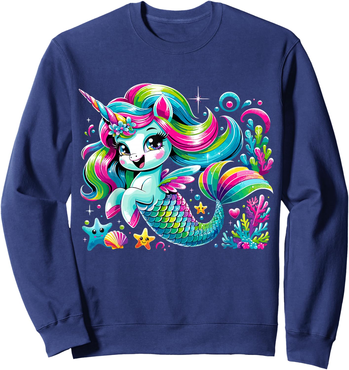 Cute Unicorn Mermaid Mermicorn Sweatshirt - Sweatshirt | Navy