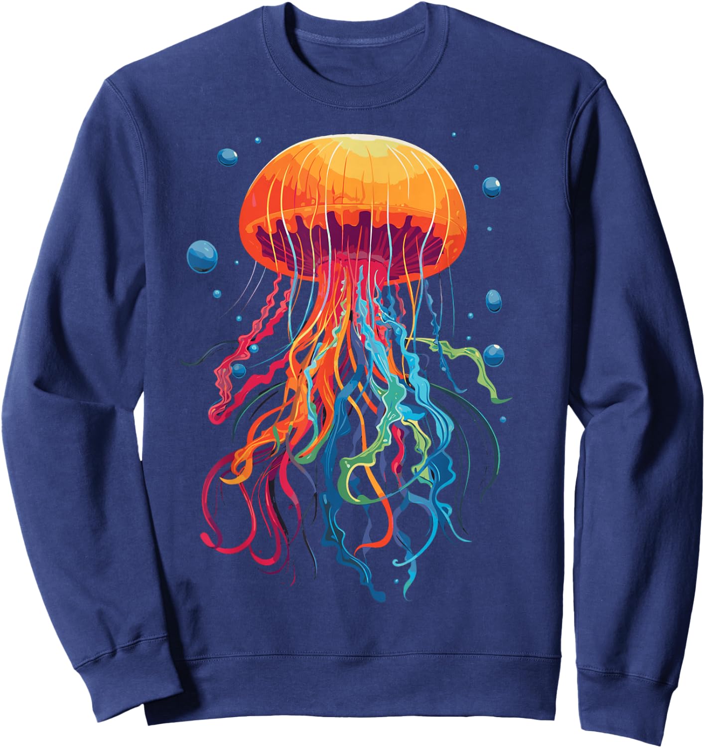 Jellyfish Ocean Animal Scuba Diving Rainbow Jelly Fish Sweatshirt - Sweatshirt | Navy