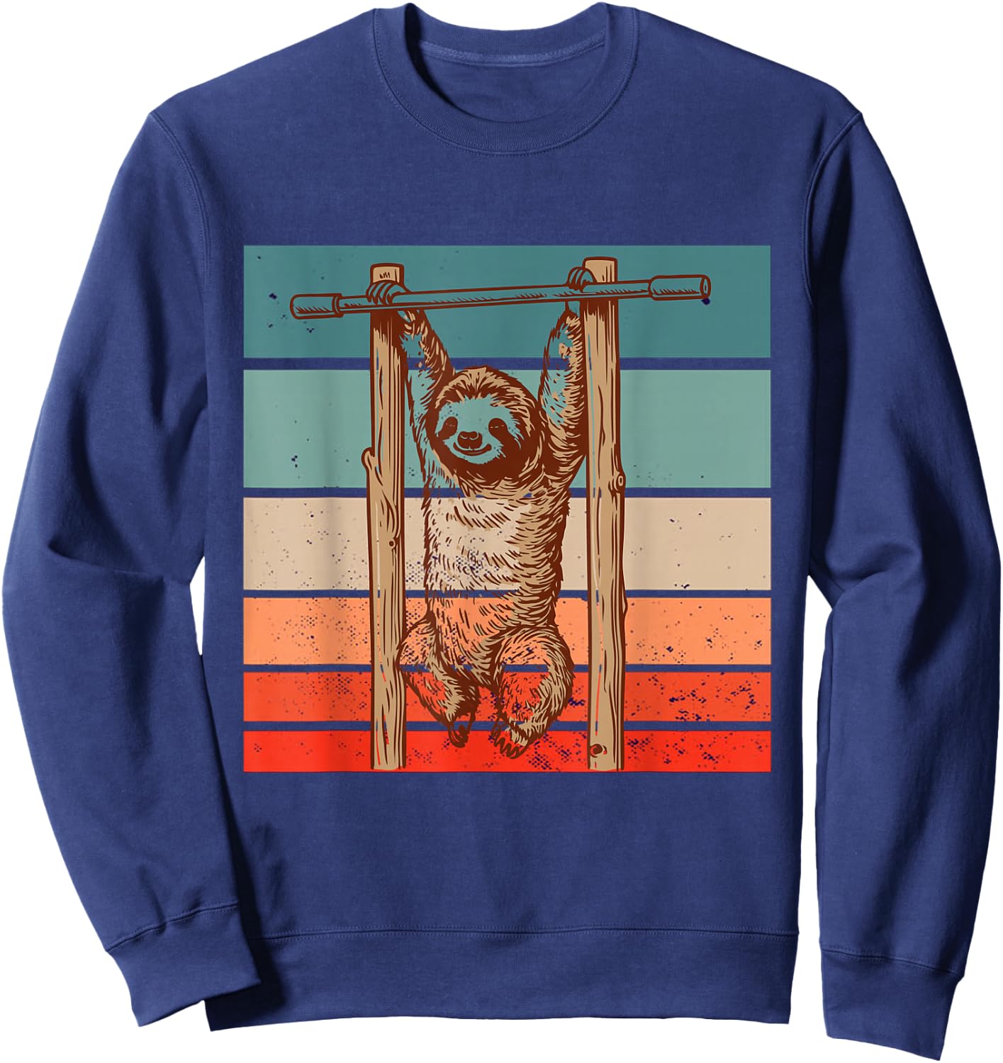 Sloth on Pull-up Bar Fitness Sloth Hanging out Fitness Gym Sweatshirt - Sweatshirt | Navy