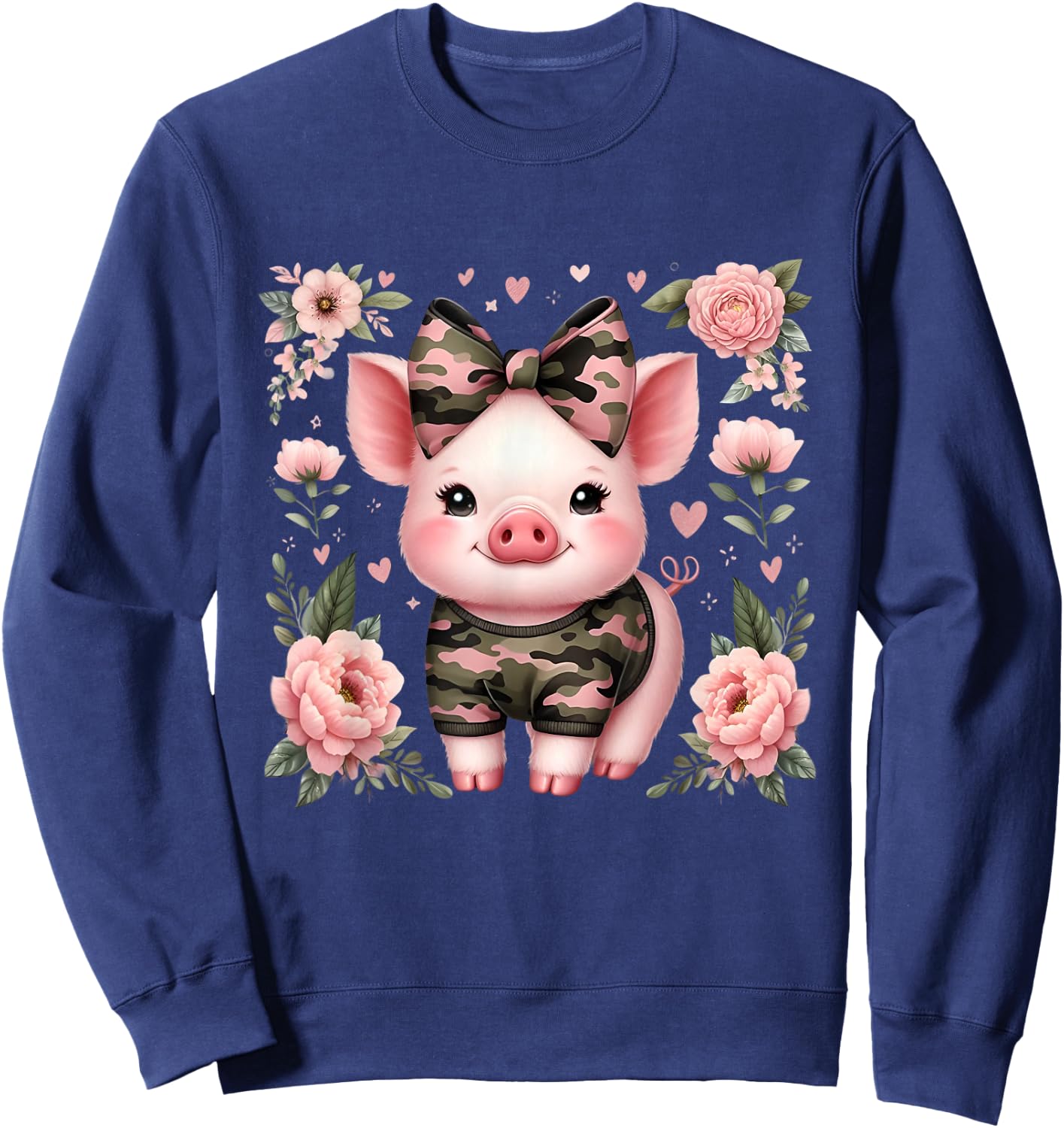 Cute Pig Camouflage Old Camo Coquette Sweatshirt - Sweatshirt | Navy