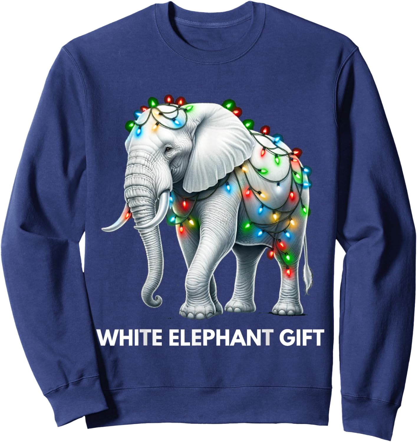 Funny White Elephant Gift Wrapped Elephant Dumb Gift Sweatshirt - Sweatshirt | Navy