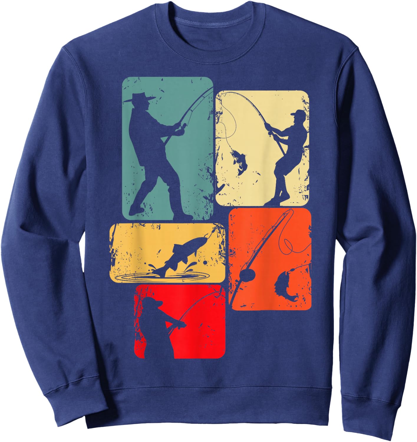 Fishing Fisherman Man Child , Black Sweatshirt - Sweatshirt | Navy