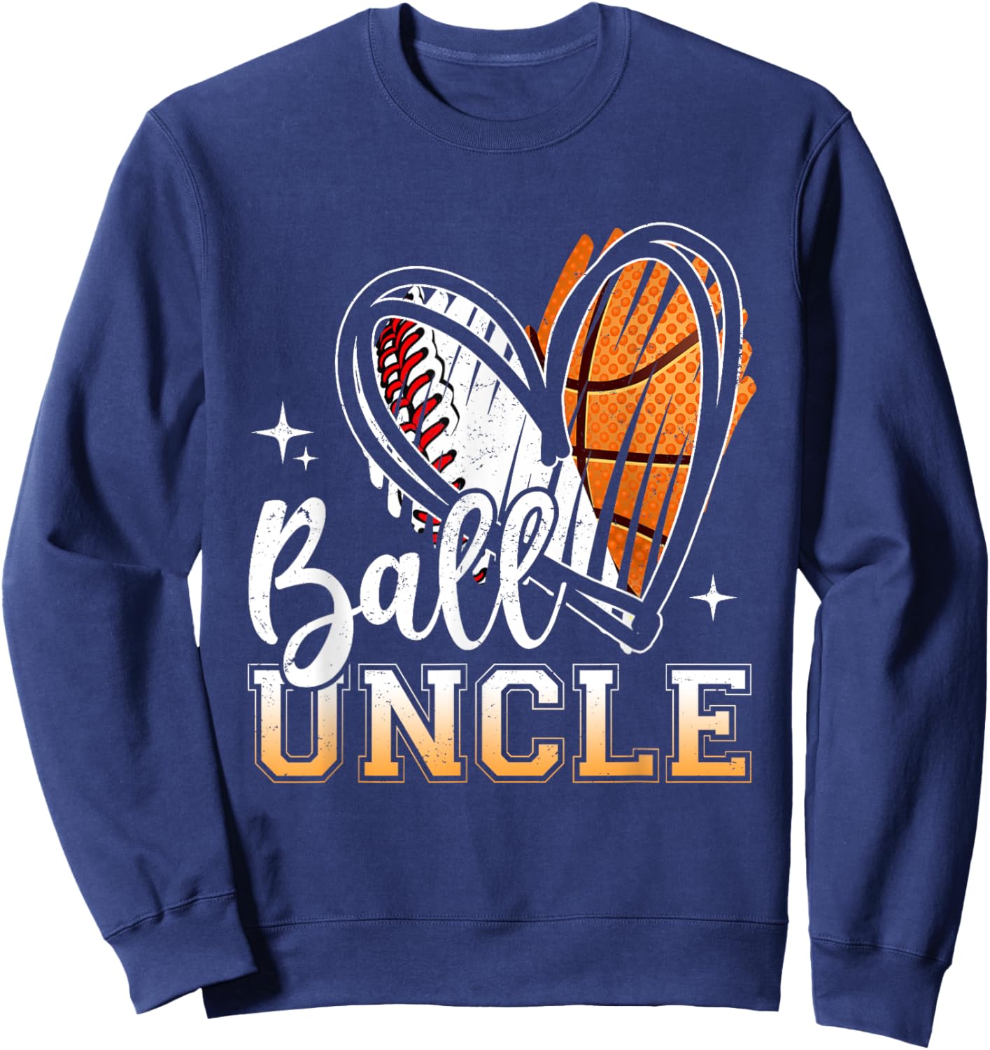 Ball Uncle Baseball Basketball Uncle Fathers Day Sweatshirt - Sweatshirt | Navy