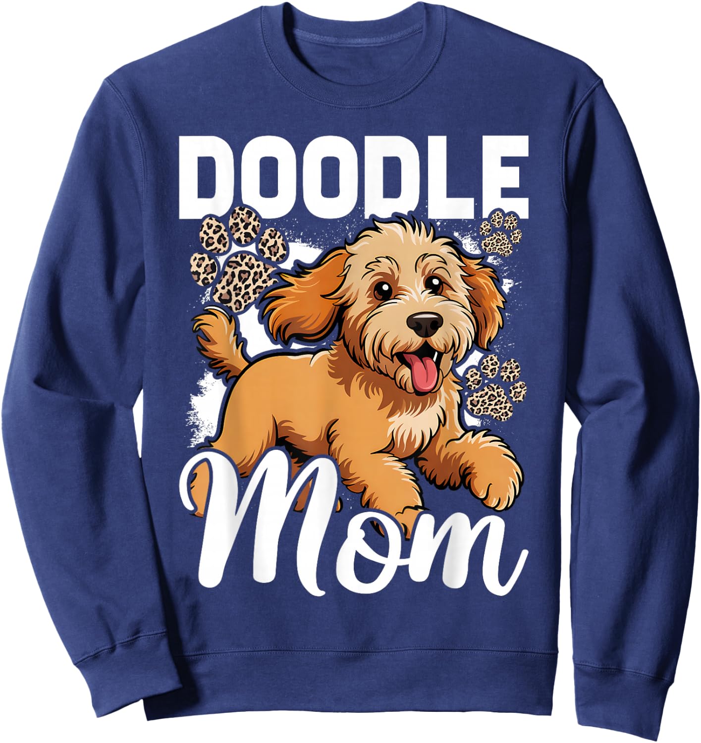 Vintage Doodle Mom Bleached Leopard Golden Doodle Mom Sweatshirt - Sweatshirt | Navy
