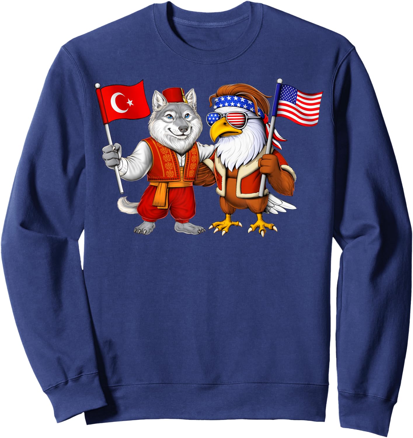 Turkey USA Flag Turkish American Roots Türkiye American Sweatshirt - Sweatshirt | Navy