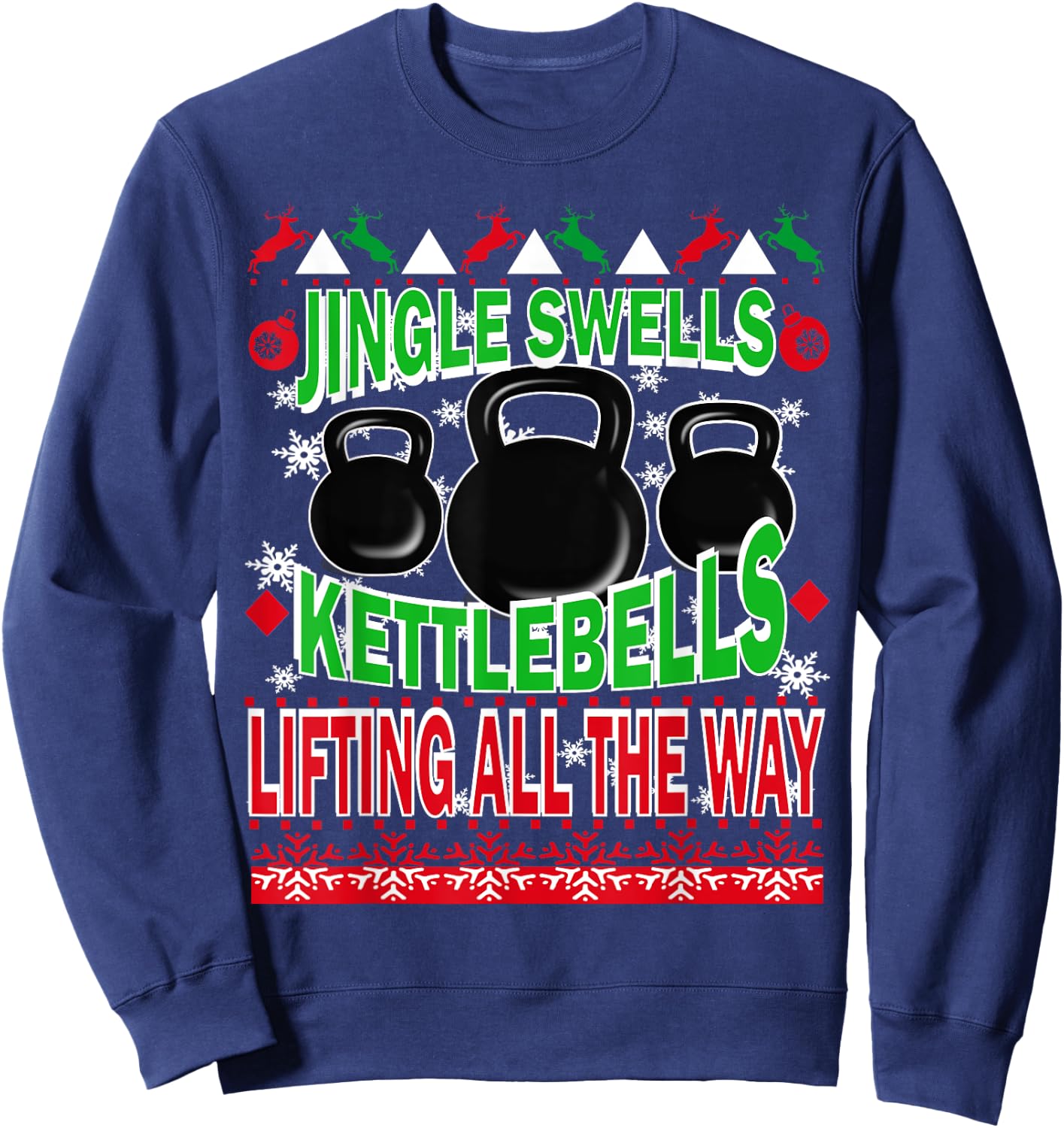 Ugly Christmas Gym Kettlebell Weightlifting Fitness Gift Sweatshirt - Sweatshirt | Navy
