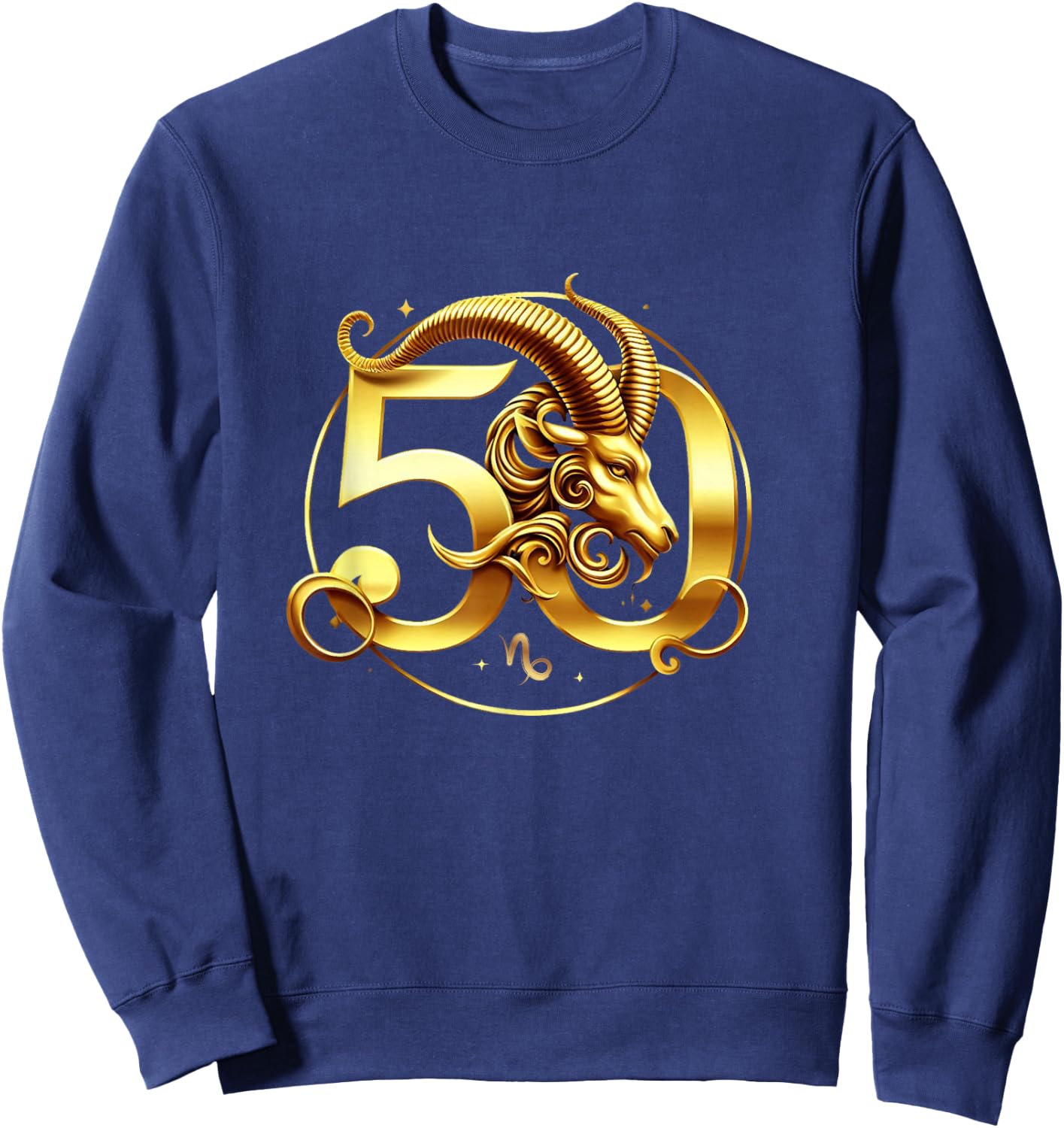 Capricorn 50th Birthday Bold & Regal Zodiac Design Sweatshirt - Sweatshirt | Navy