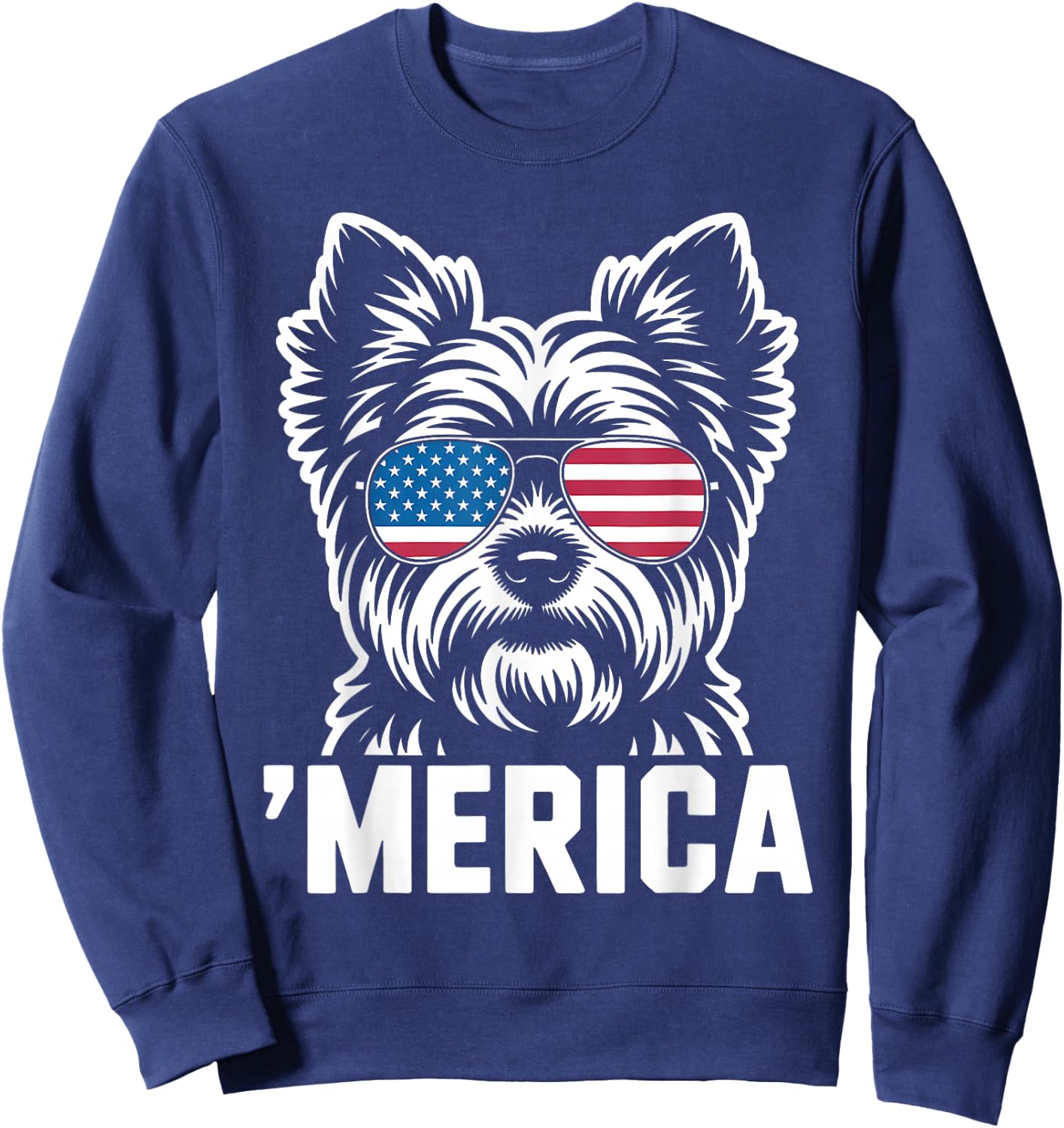 Patriotic USA American Flag 4th of July Yorkie Sweatshirt - Sweatshirt | Navy