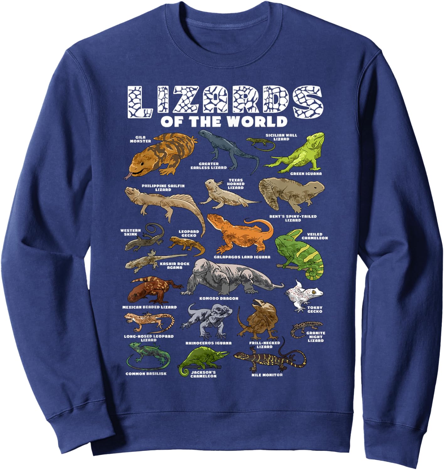 Lizard Shirt Lizards Animal of the World Reptile Herpetology Sweatshirt - Sweatshirt | Navy