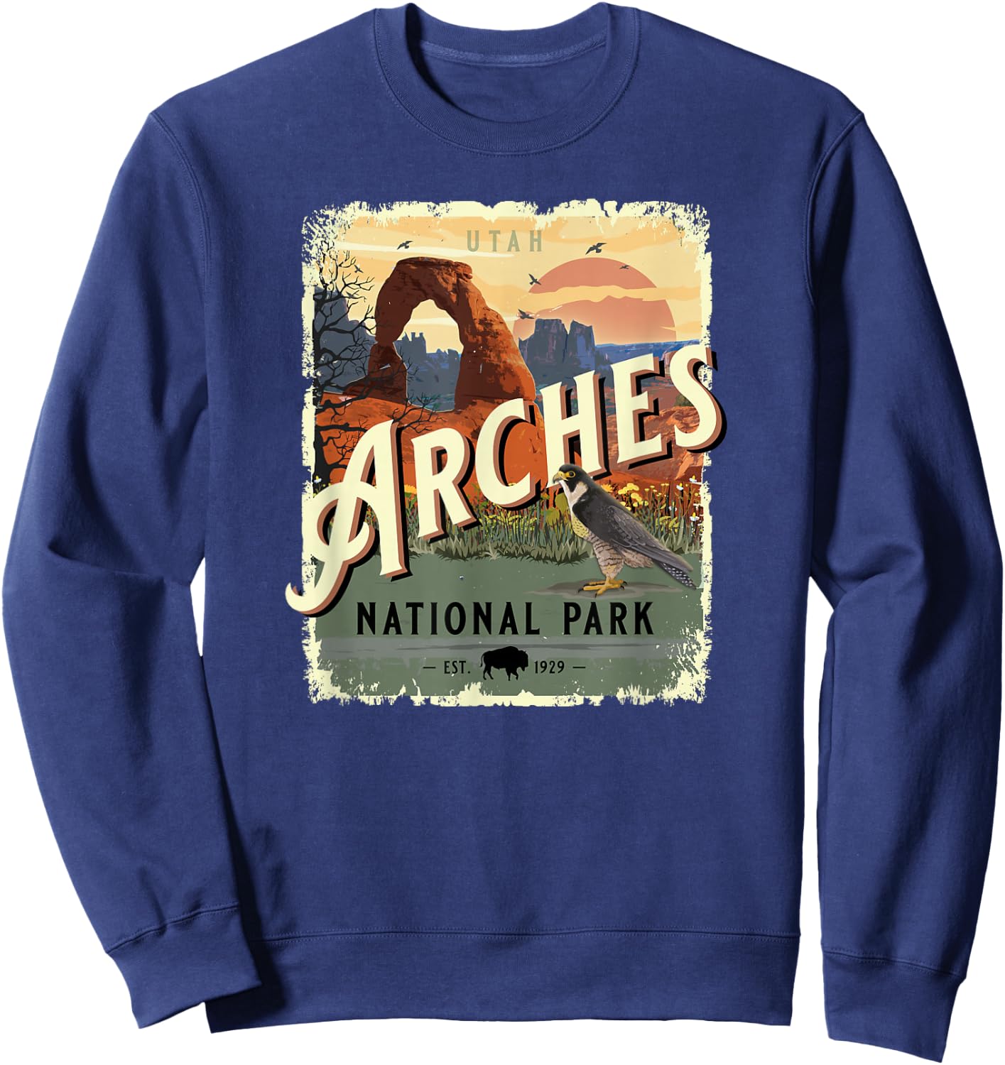 Arches National Park Moab Utah Vintage Travel Souvenir Sweatshirt - Sweatshirt | Navy