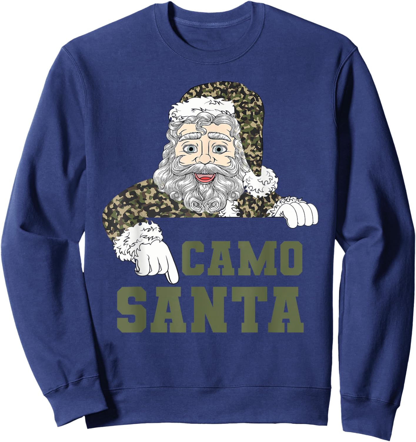 Camoflage Christmas Hunting Santa Camo Military Men Boys Sweatshirt - Sweatshirt | Navy