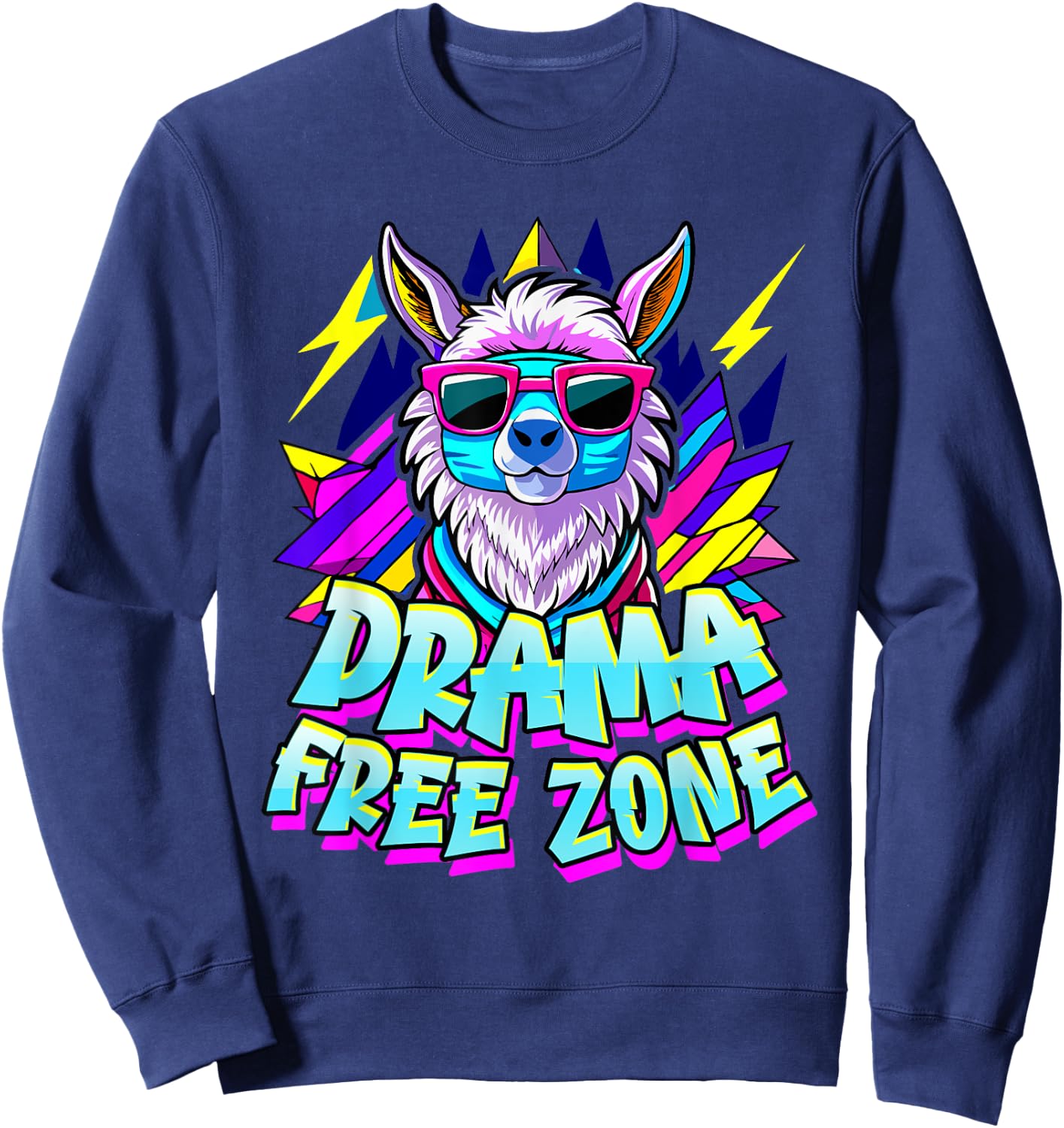 Alpaca Fan DRAMA FREE ZONE Funny Alpacas Sweatshirt - Sweatshirt | Navy