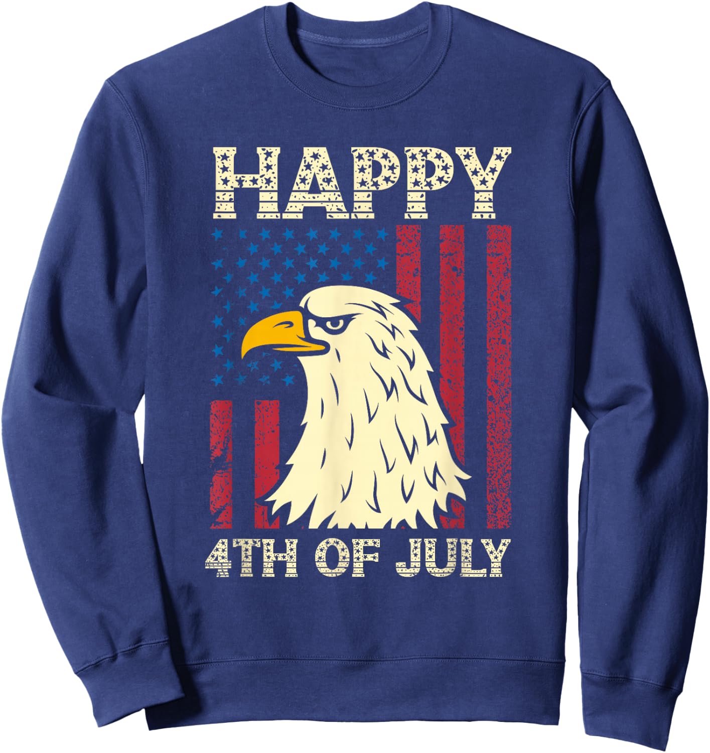 4th of July Independence Day American Flag Sweatshirt - Sweatshirt | Navy