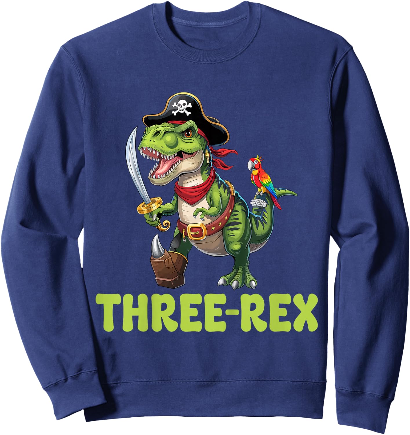 T-Rex Dinosaur Kids Pirate 3 Years Old 3rd Birthday Sweatshirt - Sweatshirt | Navy