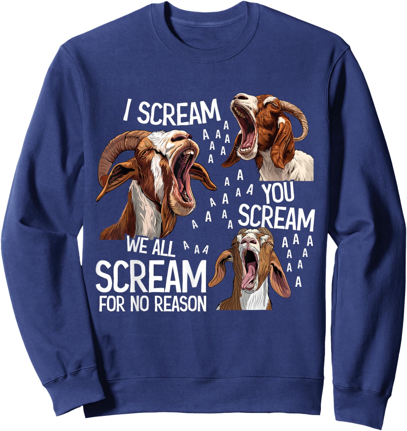 Boer Goat Accessories & Boer Goat Clothing Boer Goat Black -Kids -Adults Classic Fit Short Sleeve Pull On Letter Print Animal-Themed Design Sweatshirt - Sweatshirt | Navy