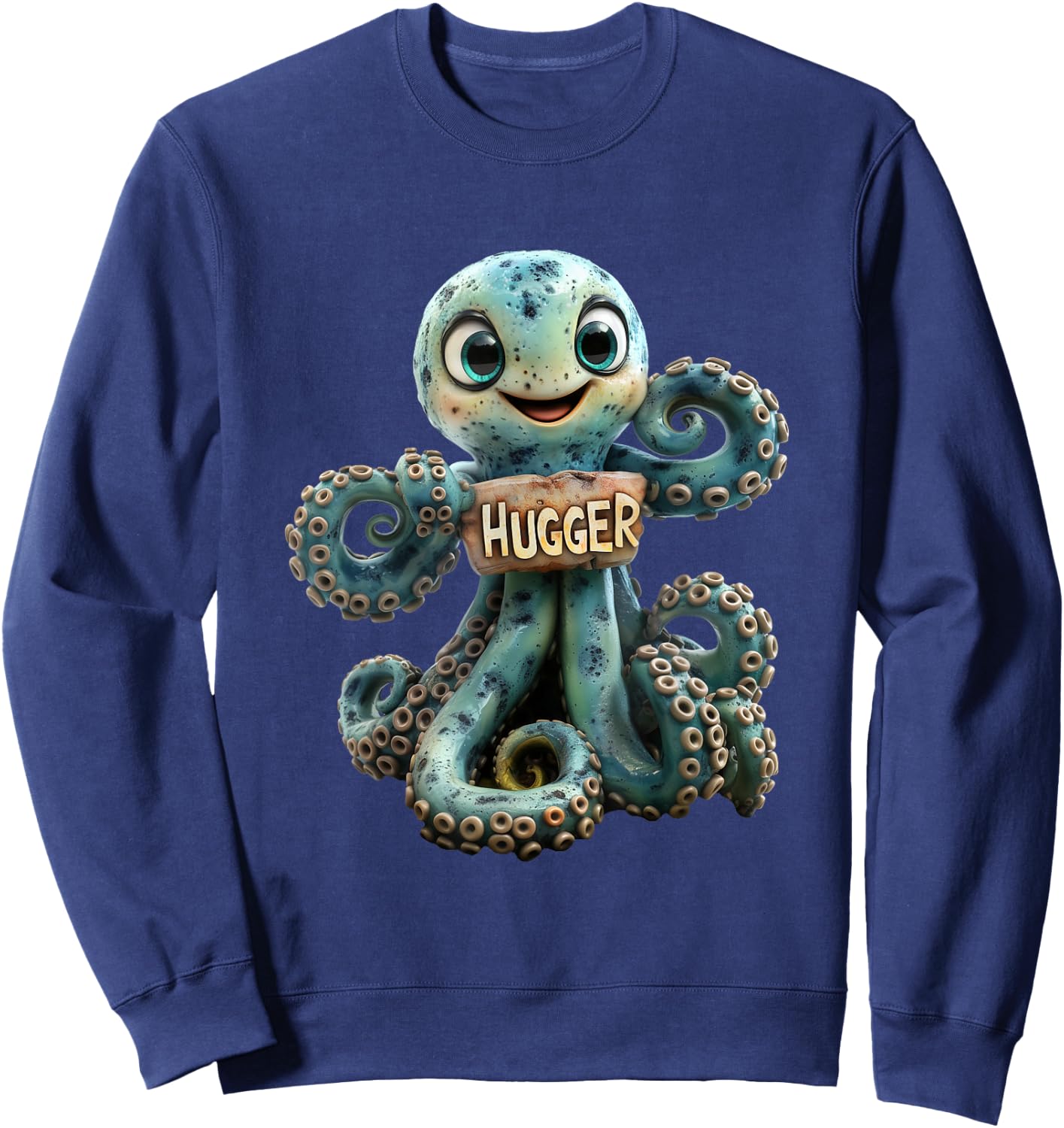 Hugger - Funny Cute Octopus Sweatshirt - Sweatshirt | Navy