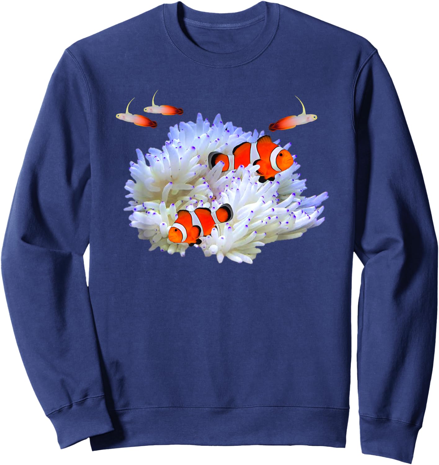Sebae Anemone Clownfish Firefish Saltwater Reef Aquarium Sweatshirt - Sweatshirt | Navy