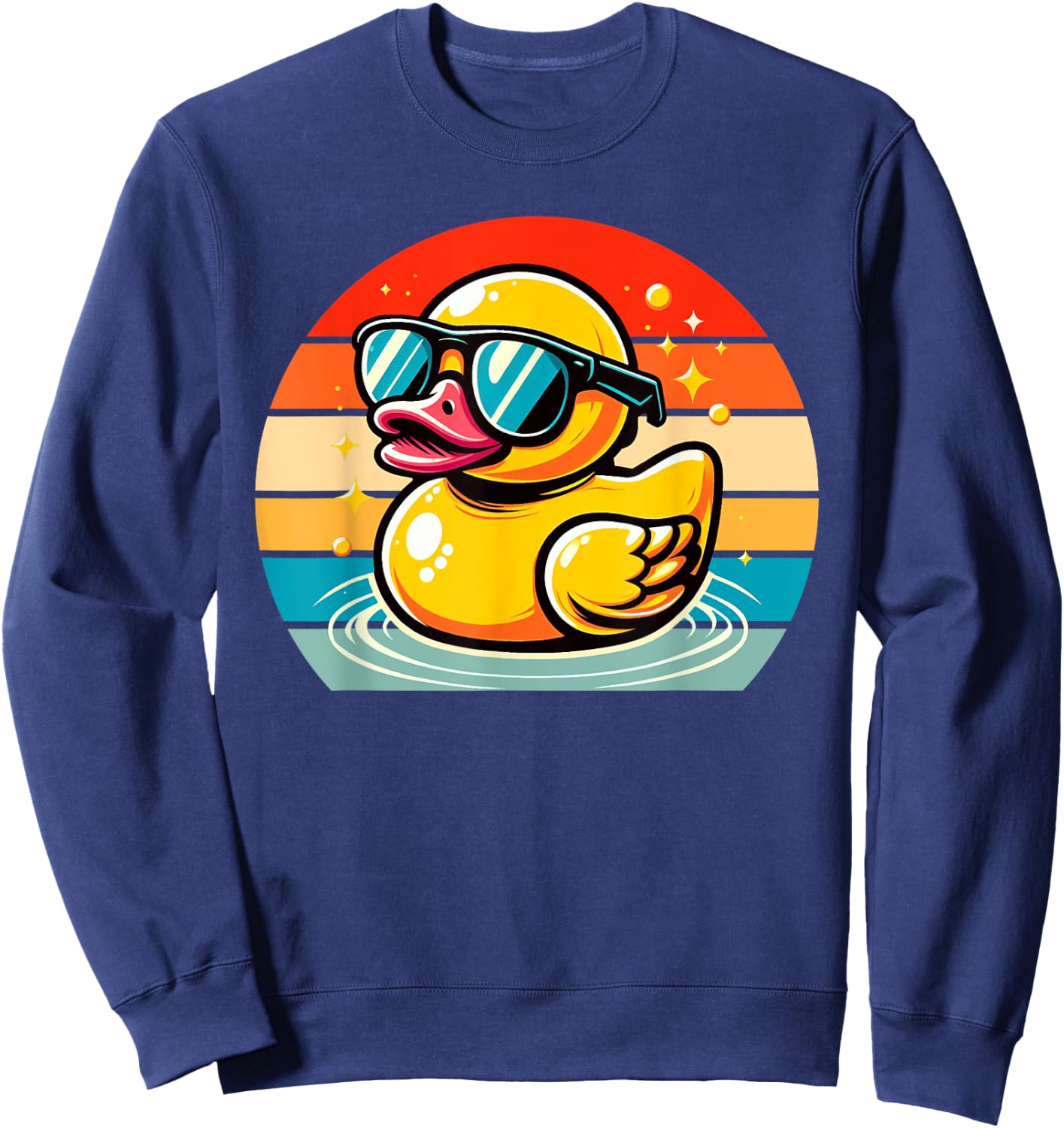 Vintage Duck Gifts Cool Rubber Duck With Sunglasses Duck Sweatshirt - Sweatshirt | Navy