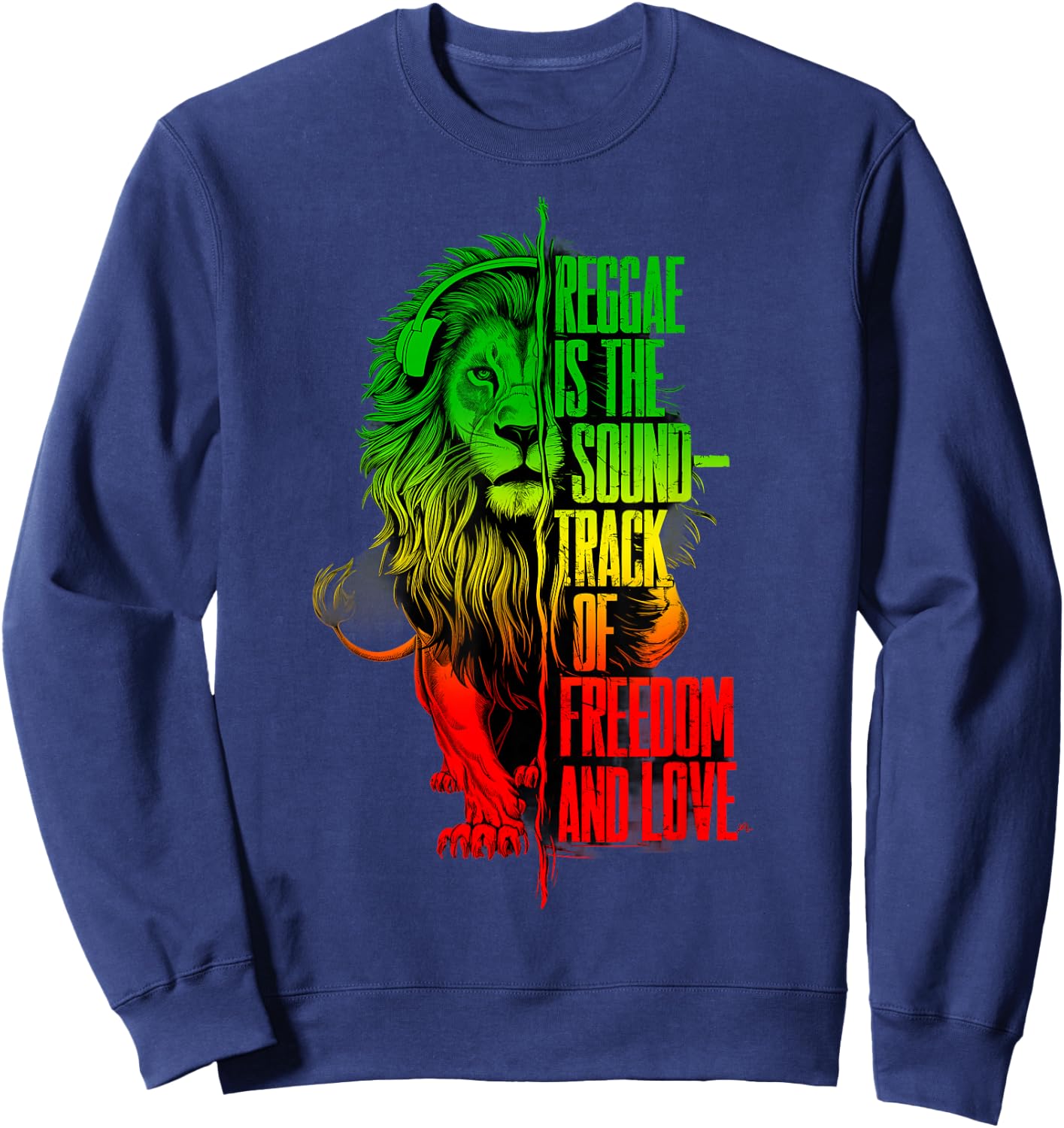 Rasta Reggae Lion Of Judah Reggae Musik-Kopfhörer Sweatshirt - Sweatshirt | Navy