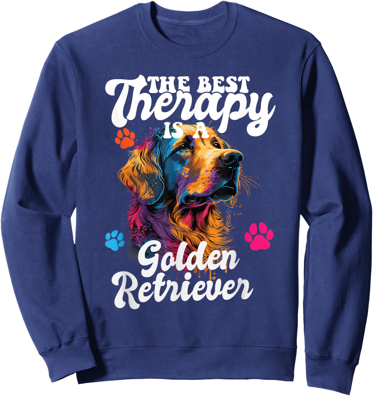 Golden Retriever Pop Art & Splash Art Golden Retriever Sweatshirt - Sweatshirt | Navy