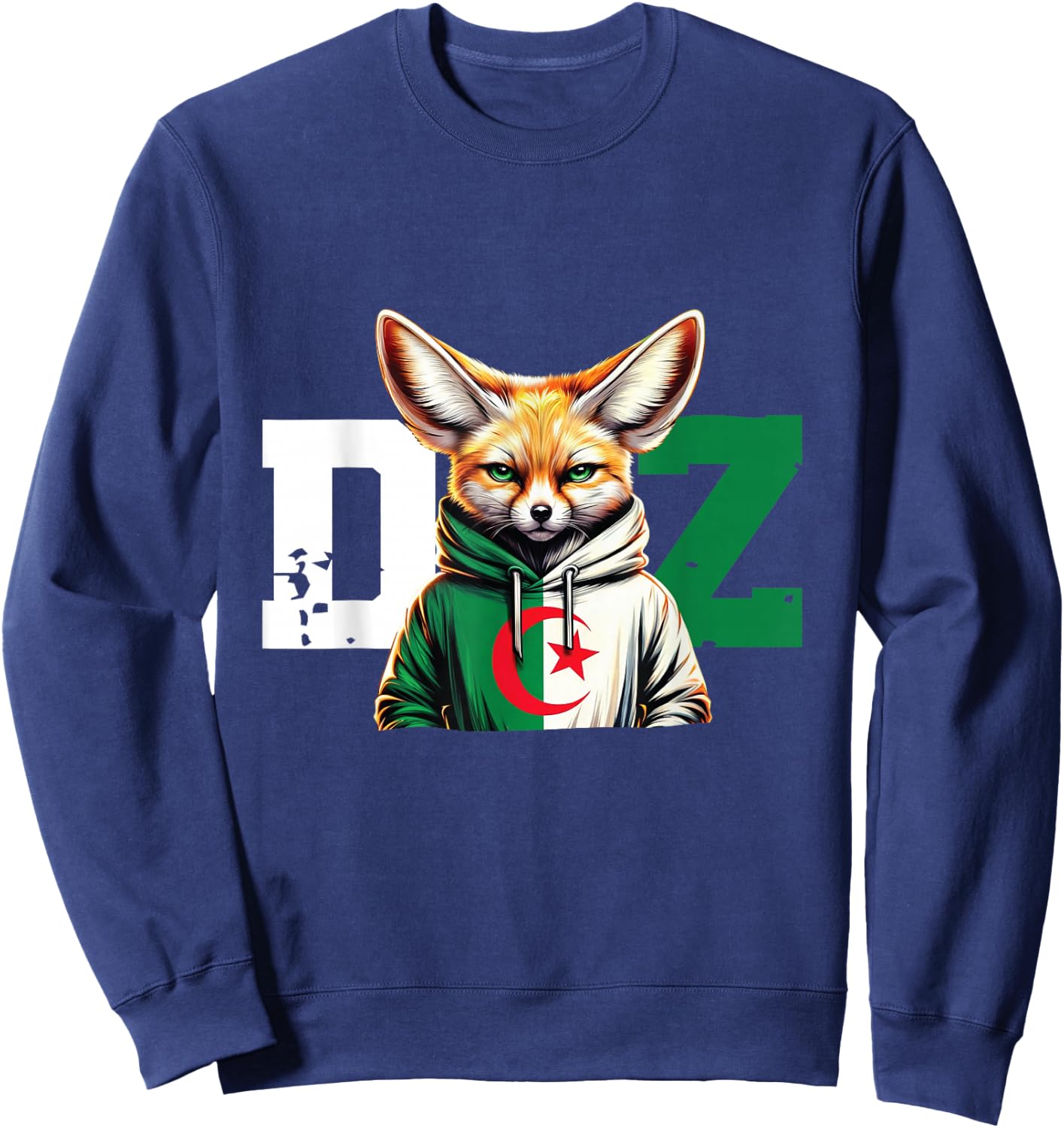 Fennec Algerian Flag Football Gift Jersey Dz , Black, S Sweatshirt - Sweatshirt | Navy