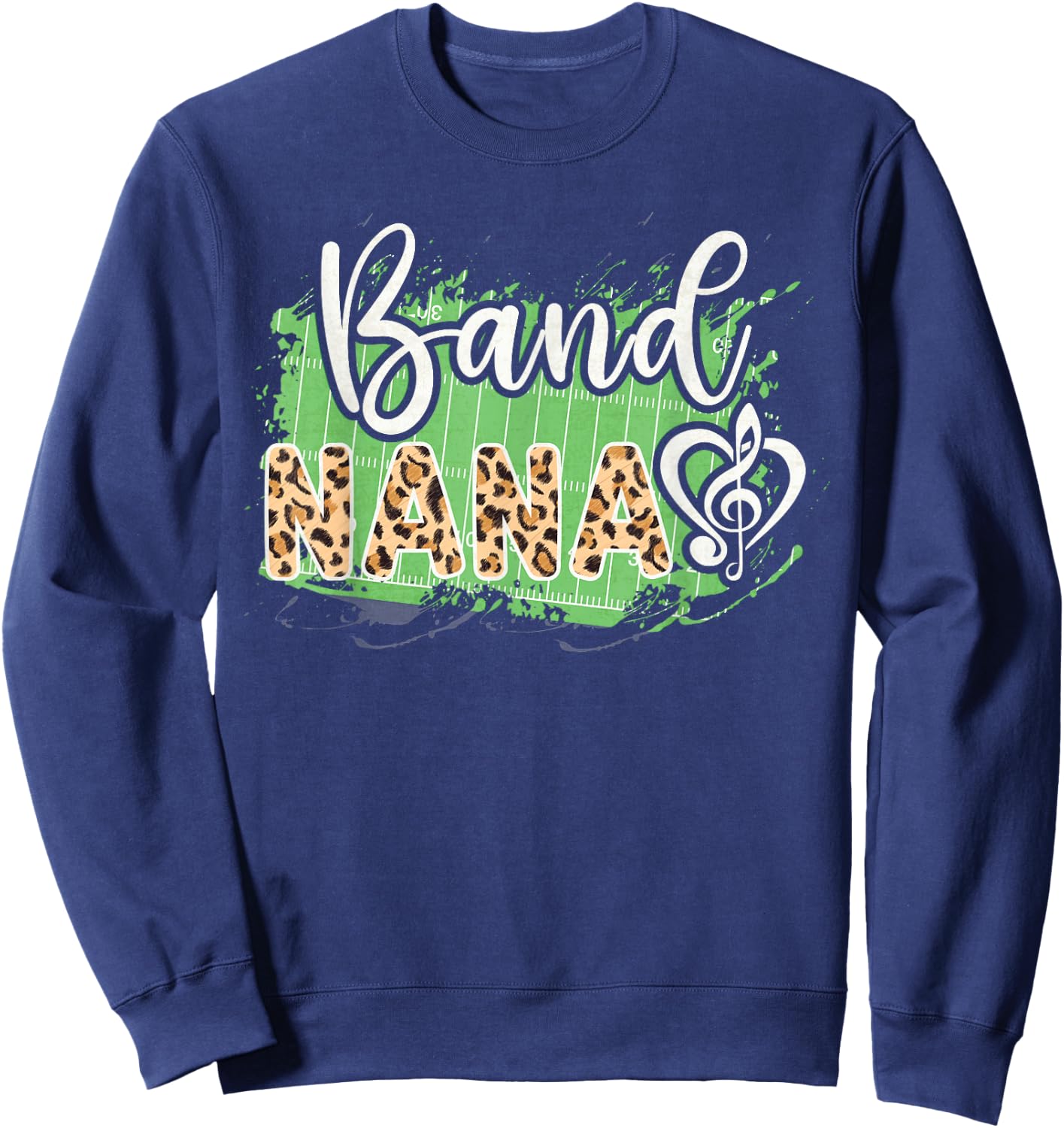Band Nana Marching Band Nana Grandma Leopard Sweatshirt - Sweatshirt | Navy
