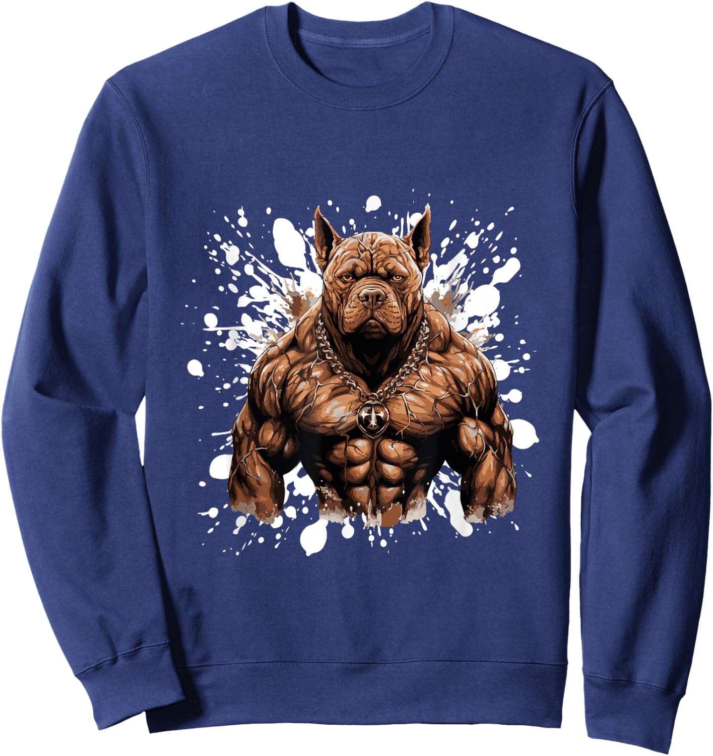 Dog with Pit Muscles | Training Gym Bodybuilding Sweatshirt - Sweatshirt | Navy