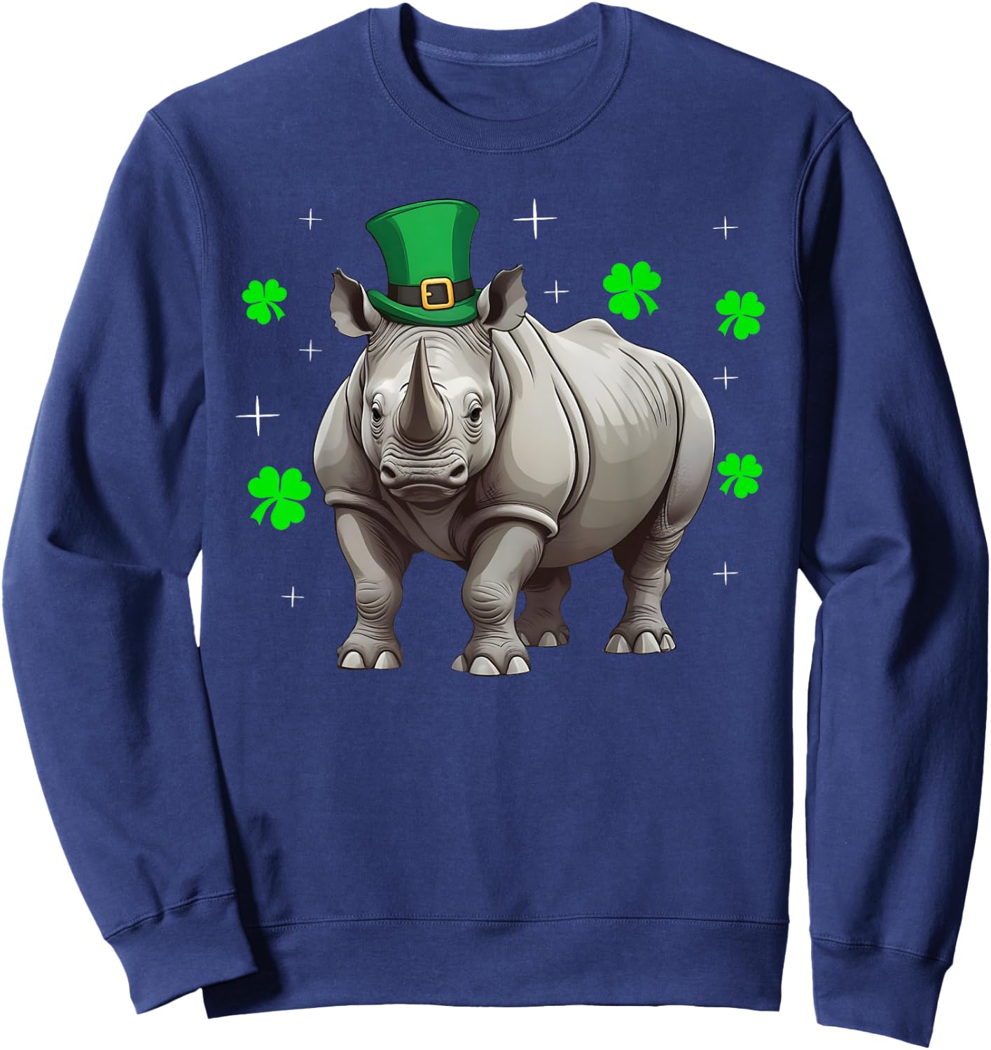 Irish Shamrock Leprechaun Hat Rhino St Patrick's Day Sweatshirt - Sweatshirt | Navy