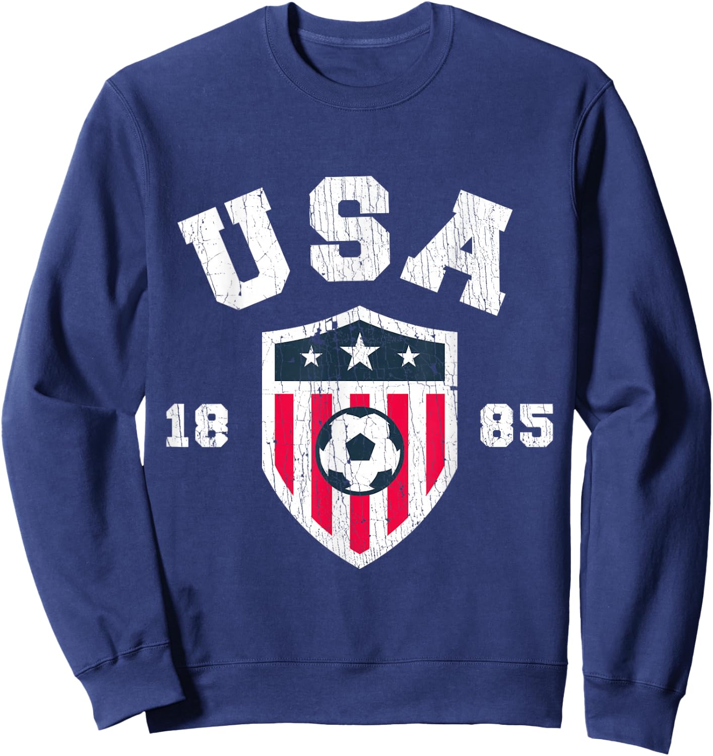 Vintage USA Soccer 1885 American Flag Football Sweatshirt - Sweatshirt | Navy