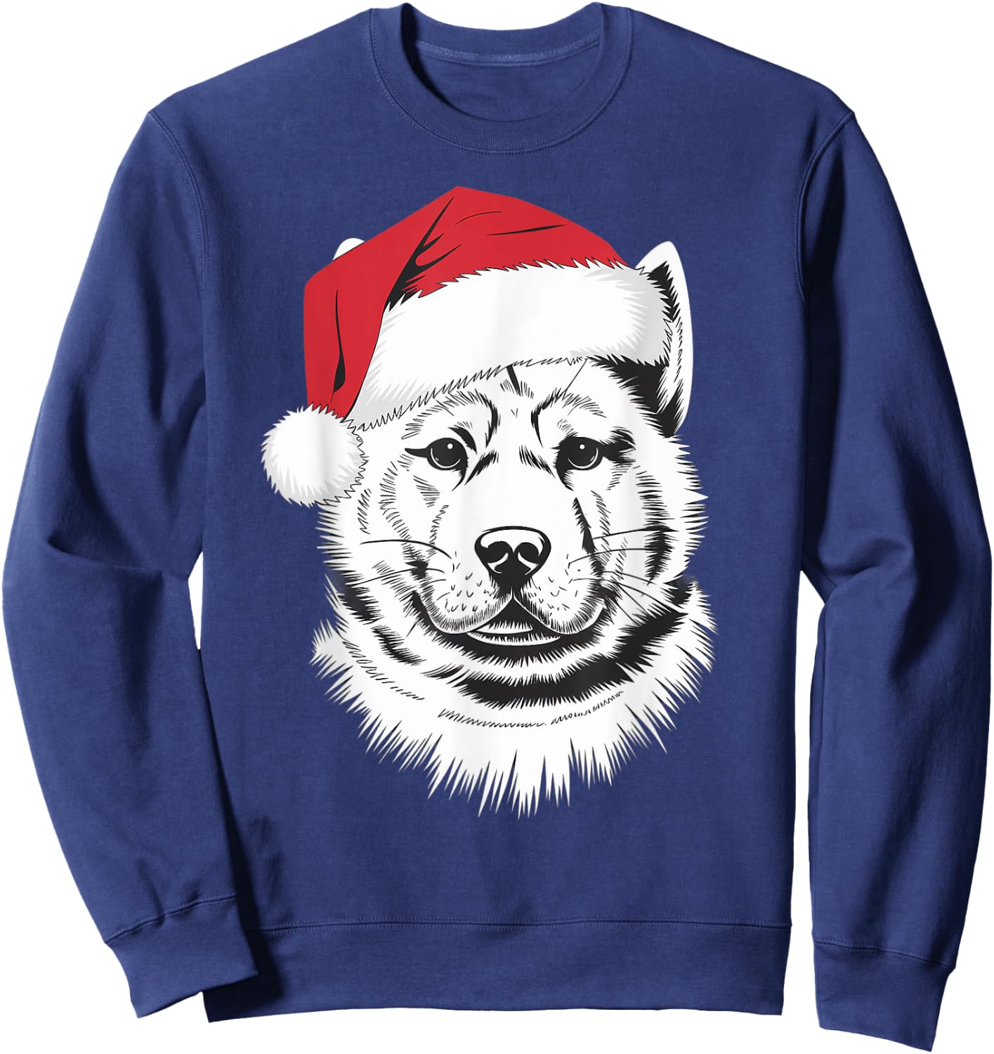 Joyful Akita Santa Dog on Akita Christmas Sweatshirt - Sweatshirt | Navy