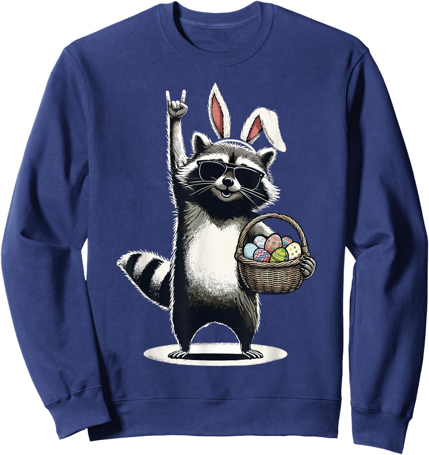 Ostern Waschbär Rocks Ostereiersuche Lustiges Ostern Sweatshirt - Sweatshirt | Navy