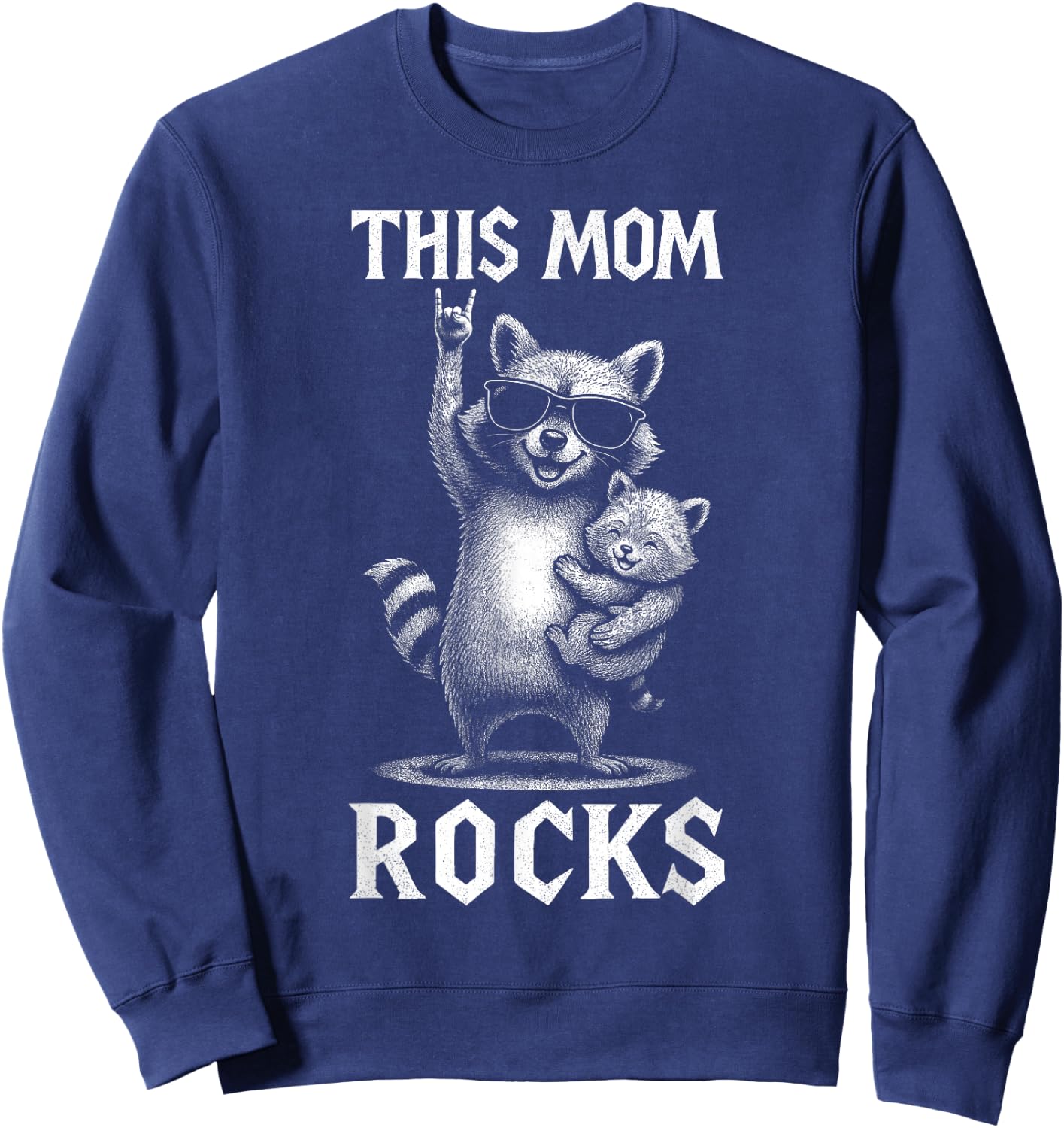 Mother's Day Gifts Raccoon Novelty Funny Mother's Day Sweatshirt - Sweatshirt | Navy
