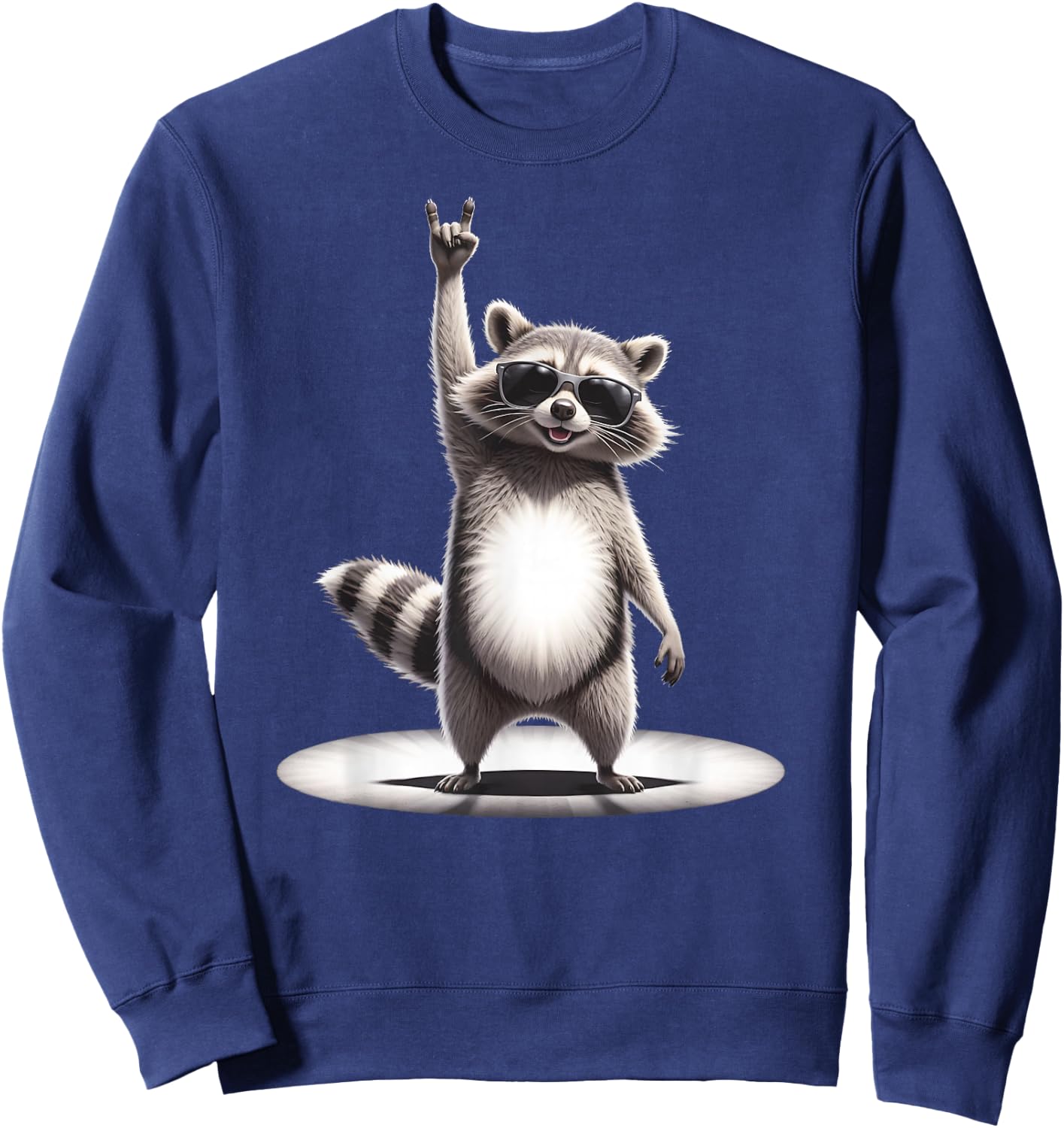 Funny Washbear Rock Music X Retro Rocker Racoon Pedro , black Sweatshirt - Sweatshirt | Navy