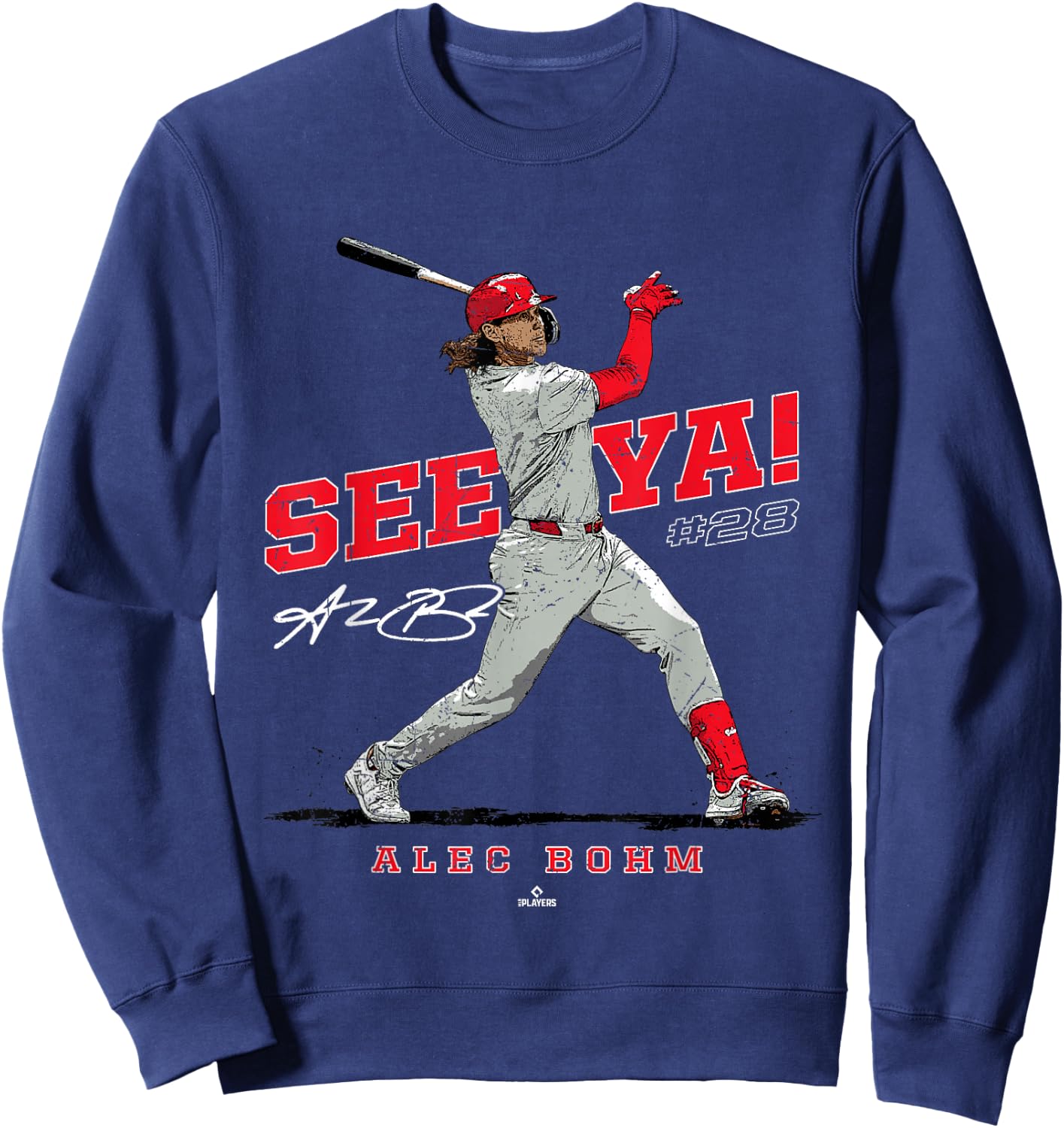 See Ya! Alec Bohm Philadelphia MLBPA Sweatshirt - Sweatshirt | Navy