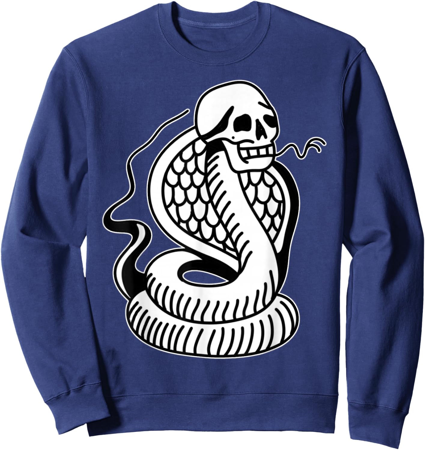 Cobra Snake Skull Blackwork Tattoo Flash Sweatshirt - Sweatshirt | Navy