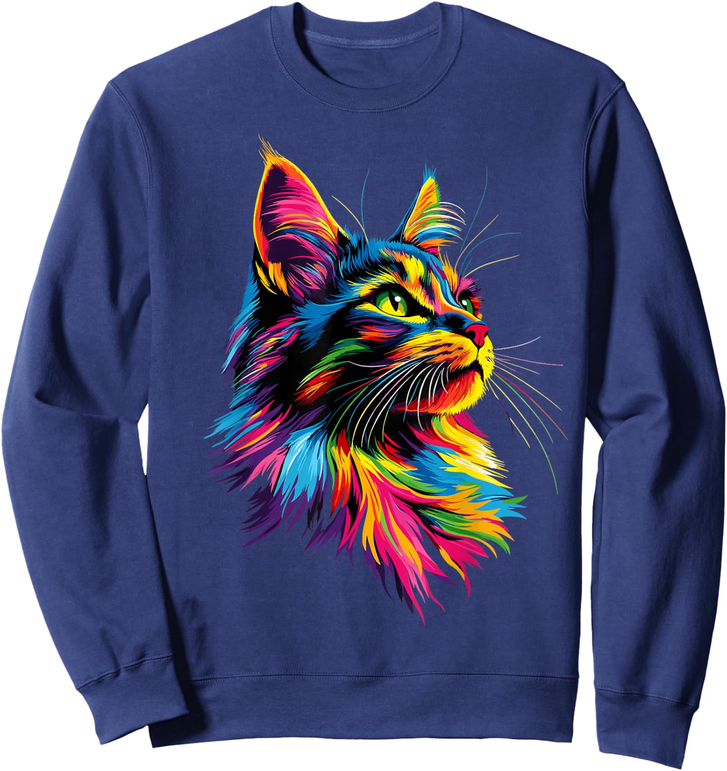 Maine Coon Cat Colors Rainbow Colorful Maine-Coon , Black, S Sweatshirt - Sweatshirt | Navy
